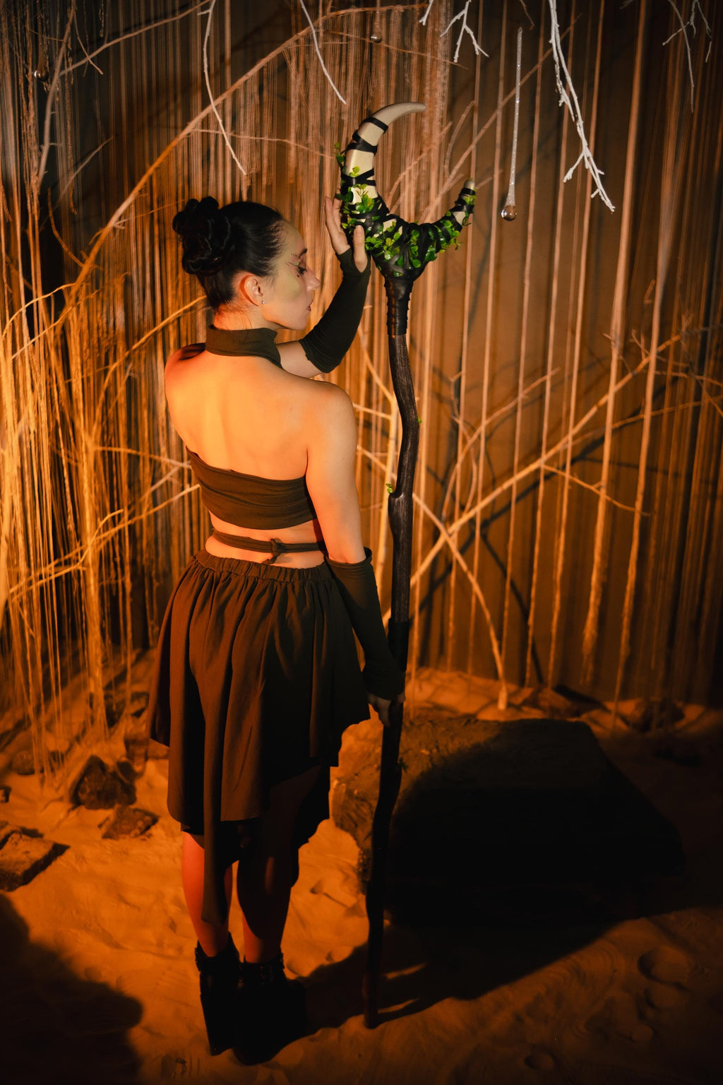 Crescent Moon Staff — Big Lunar Magical Stick Cosplay for Witchcraft and Mages, Wizardry Cosplay, Alder made Props Wizard Staff