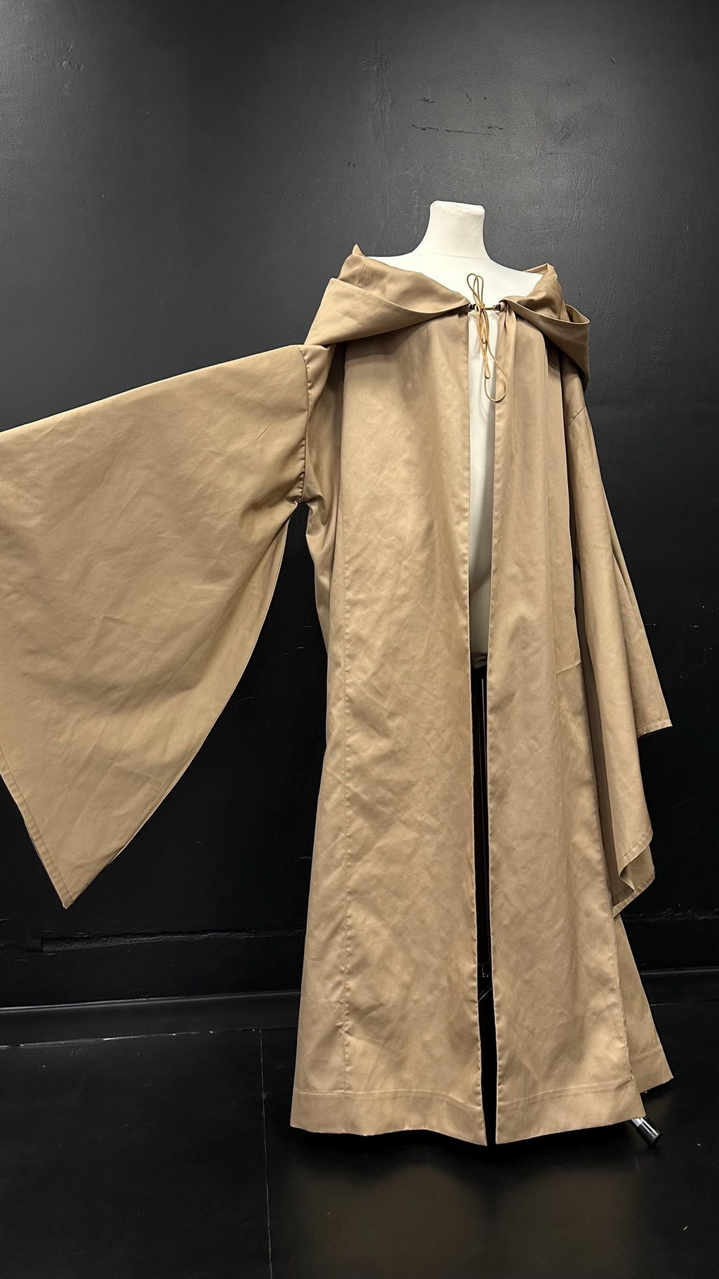 Golden Beige Cloak – Handmade Hooded Cape, Unisex Medieval Fantasy Mantle, Renaissance Costume Robe, Custom Beige Brown Cloak