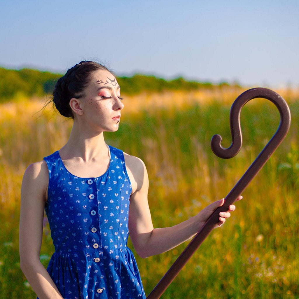 The Shepherd’s Staff of Harmony – Cosplay Wooden Walking Stick, Rustic Forest Decor, Natural Woodcraft