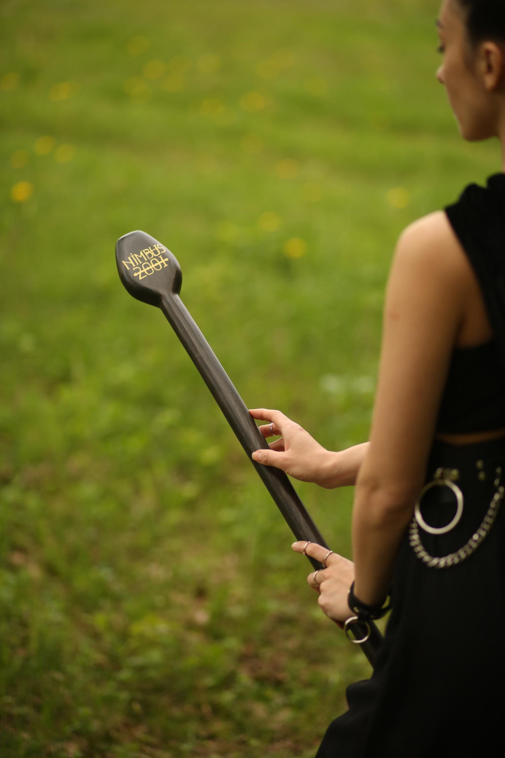 Dark Wizard Flying Broomstick – Handcrafted Wooden Broom, Fantasy Decor Prop, Handmade Gift for Sorcerer or Collector