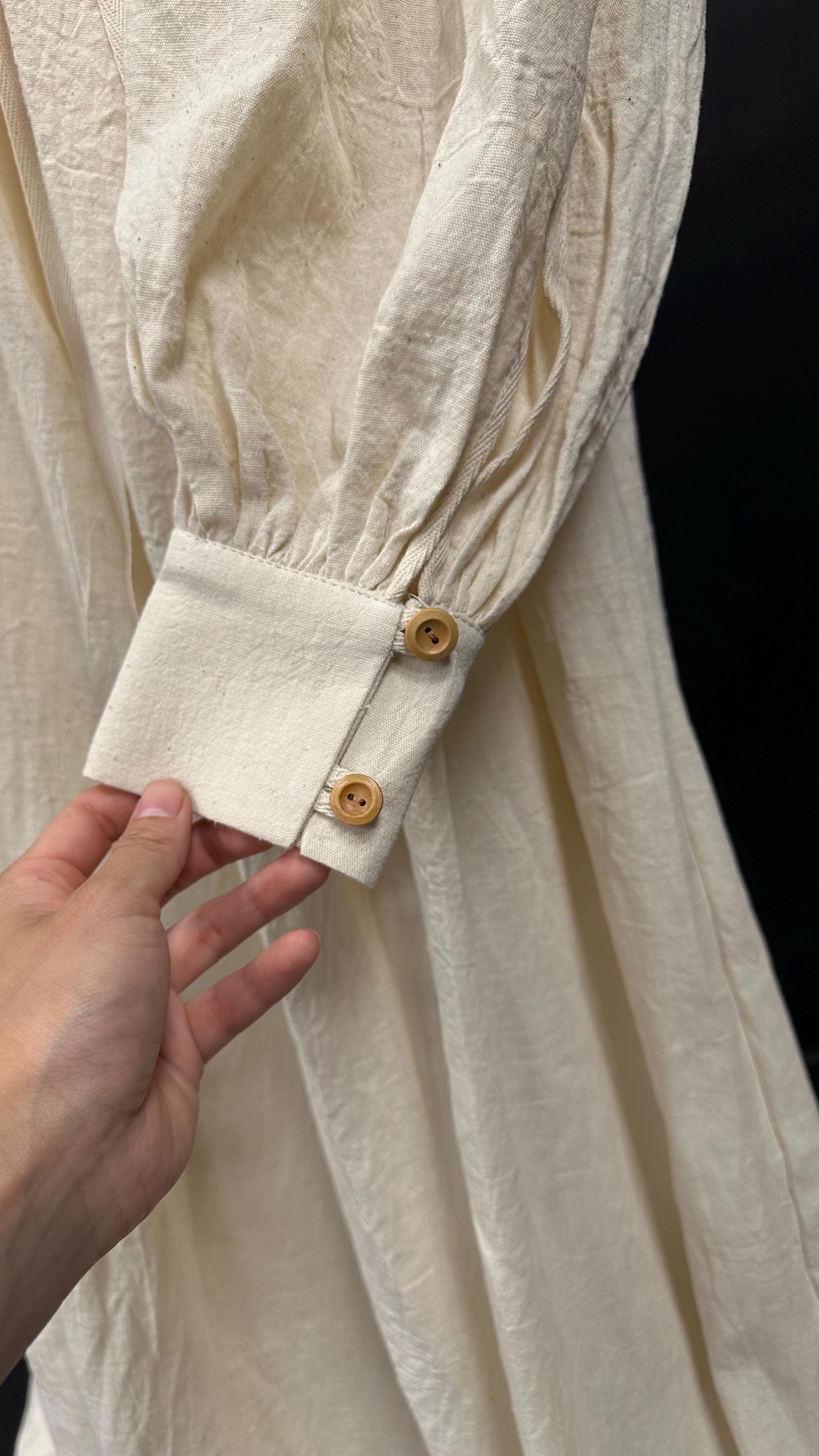 Golden Beige Linen Cloak and Muslin Tunic – Medieval Earth Tone Outfit, Artisan Renaissance Clothing, Natural Handmade Ensemble