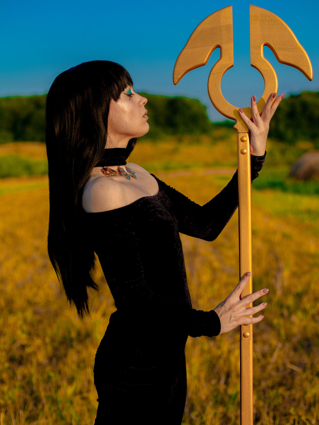 Wings of Protection – The Golden Egyptian Staff, Handmade Horus Wooden Staff, Pharaoh Ceremony, Spiritual Symbol