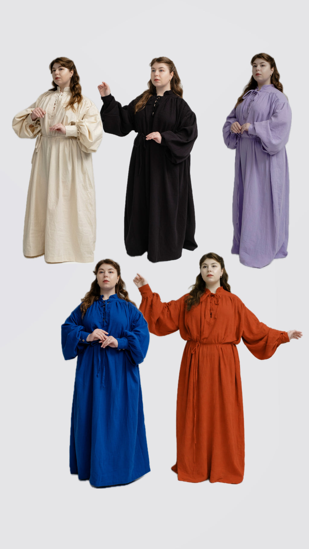 Handmade Cotton Muslin Tunic – Medieval Fantasy Tunic Dress in Multiple Colors