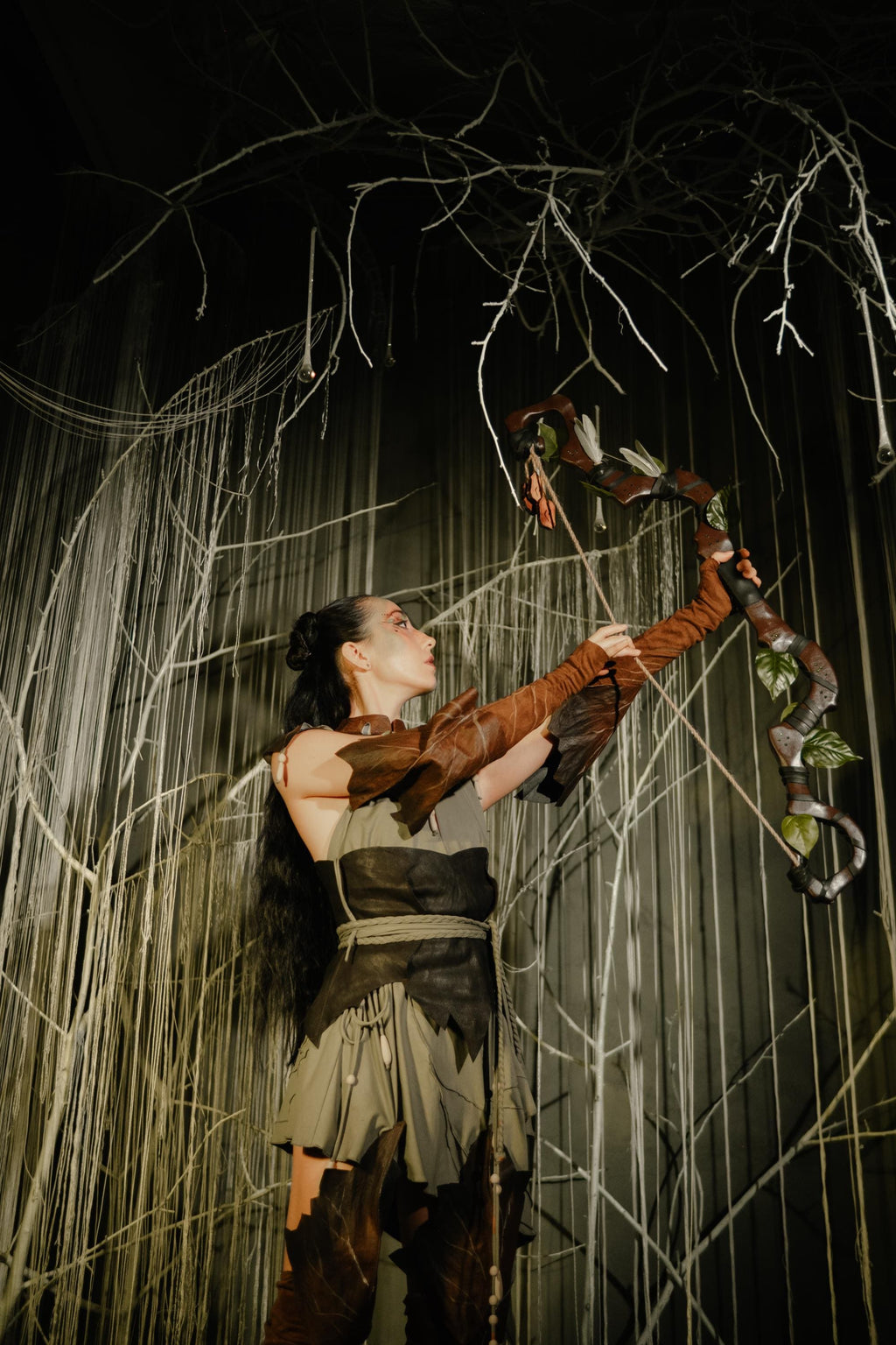 The Forest Bow – Whispering Wood, Wooden Fantasy Bow for Cosplay, Elven Handmade Art, Pixie Forest Prop, Mythical Woodland Accessory