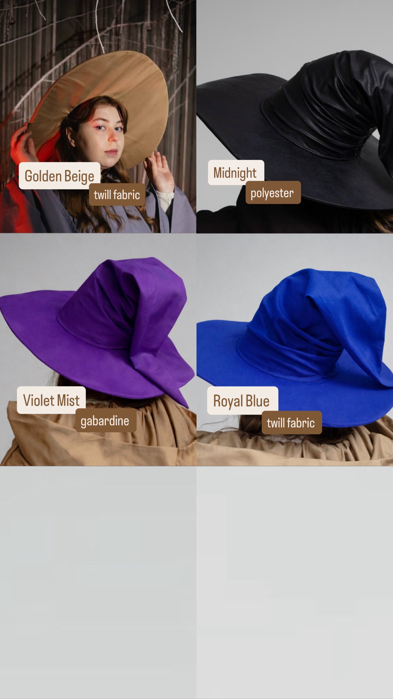 Wizard Hats – Twill, Gabardine & Polyester Fantasy Witch Hat