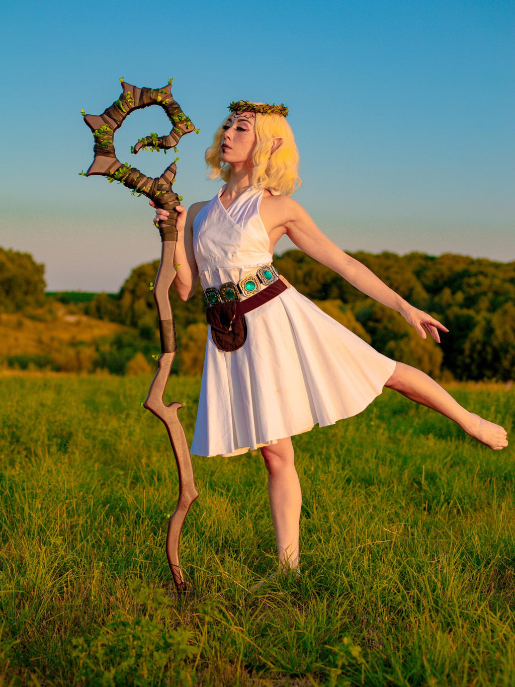 The Swamp Druid Staff – Vinebound Forest Staff, Woodland Fantasy Cane, Greenery Magic Prop, Inspired Cosplay Stick Wizard Staff