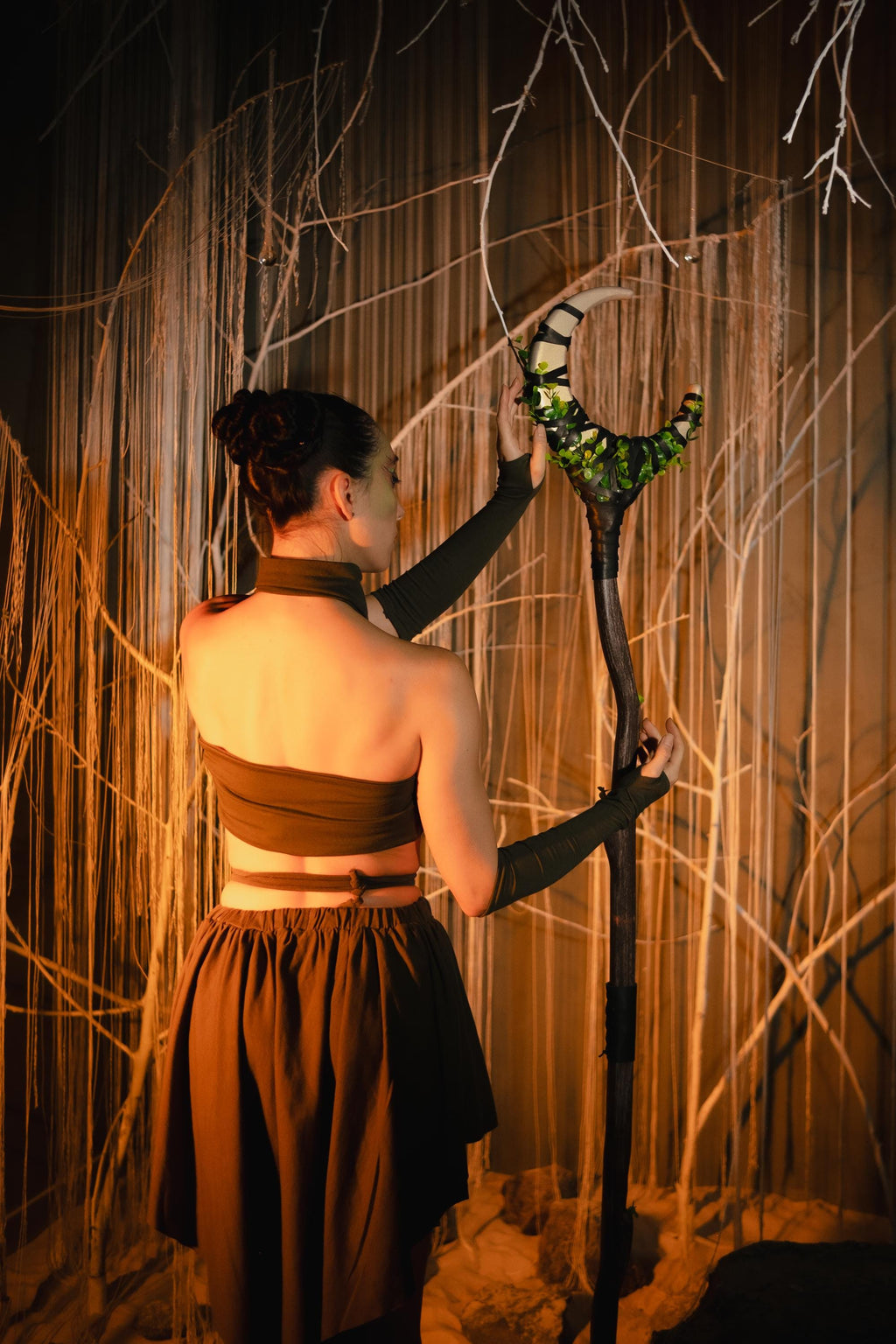 Crescent Moon Staff — Big Lunar Magical Stick Cosplay for Witchcraft and Mages, Wizardry Cosplay, Alder made Props Wizard Staff