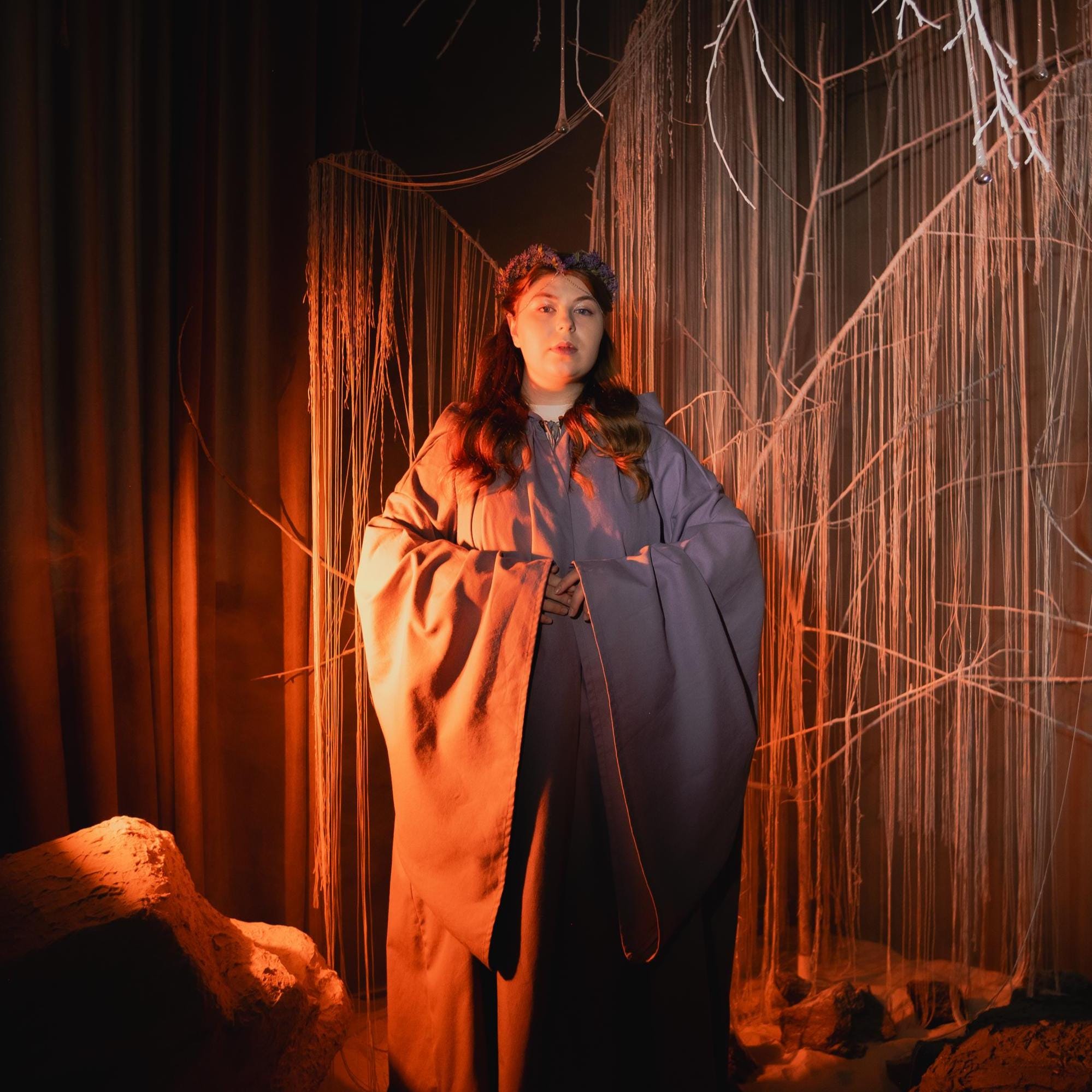 Lavender Cloak – Handmade Gray Lavender Hooded Cape, Unisex Fantasy Mantle for Elven, Renaissance Costume Robe, Custom Mage