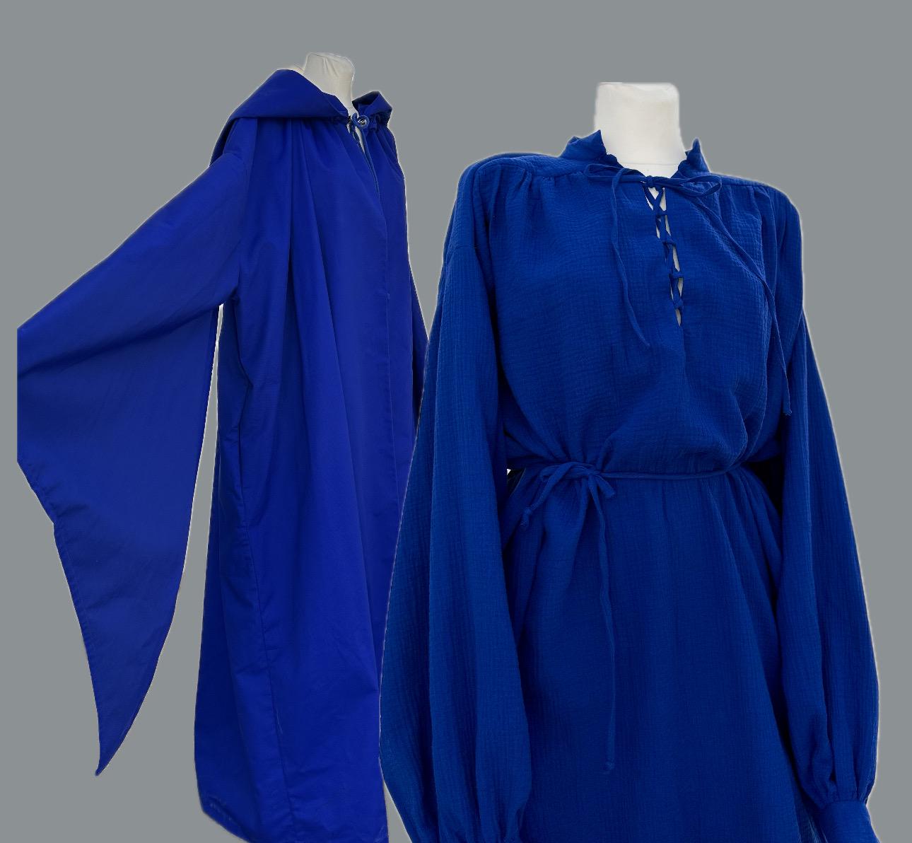 Royal Blue Cloak and Tunic – Wizard’s Attire, Medieval Blue Robe, Handmade Fantasy Clothing for Mage or Sorcerer