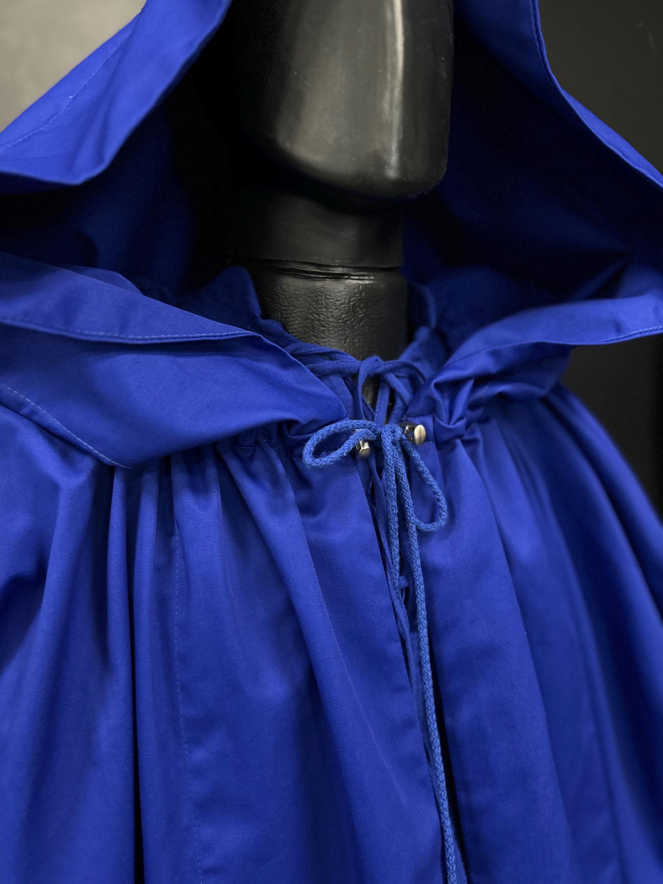 Royal Blue Cloak – Handmade Wizard Hooded Cape, Custom Blue Wizard Cloak, Unisex Medieval Fantasy Mantle, Renaissance Costume Robe