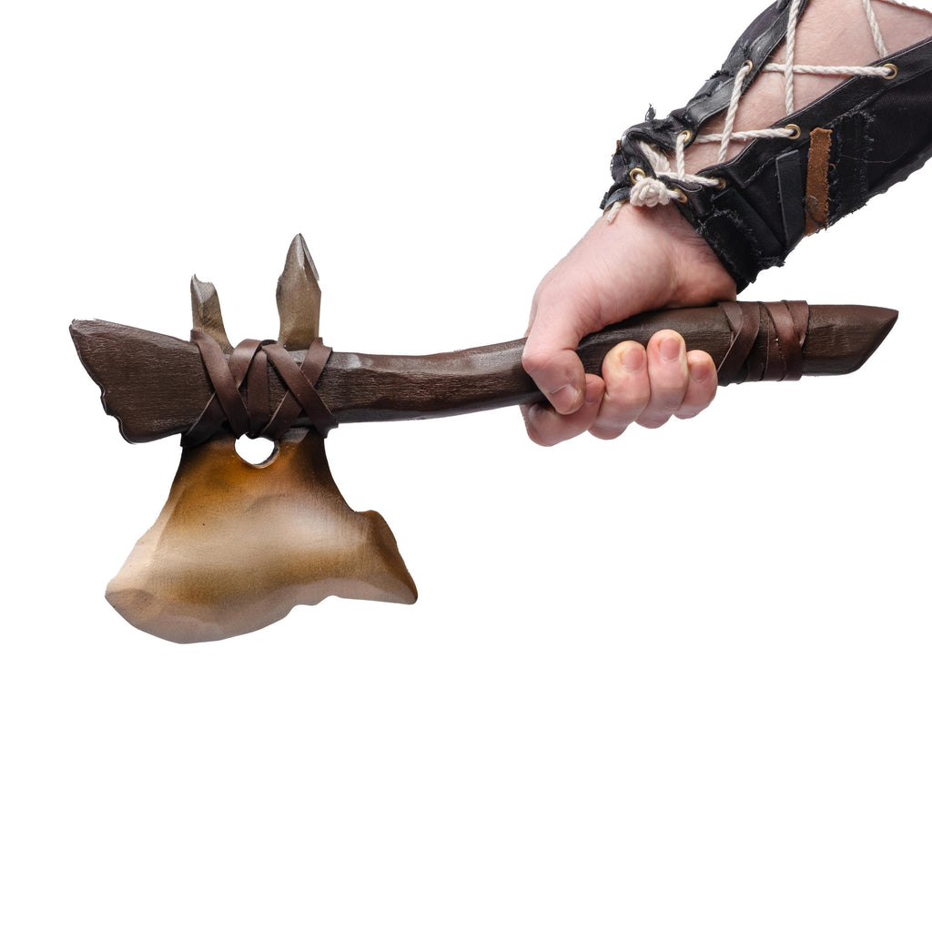 Fantasy Bone Axe, Bone Tomahawk – Wooden Weapon for Barbarian or Stone Age Cosplay