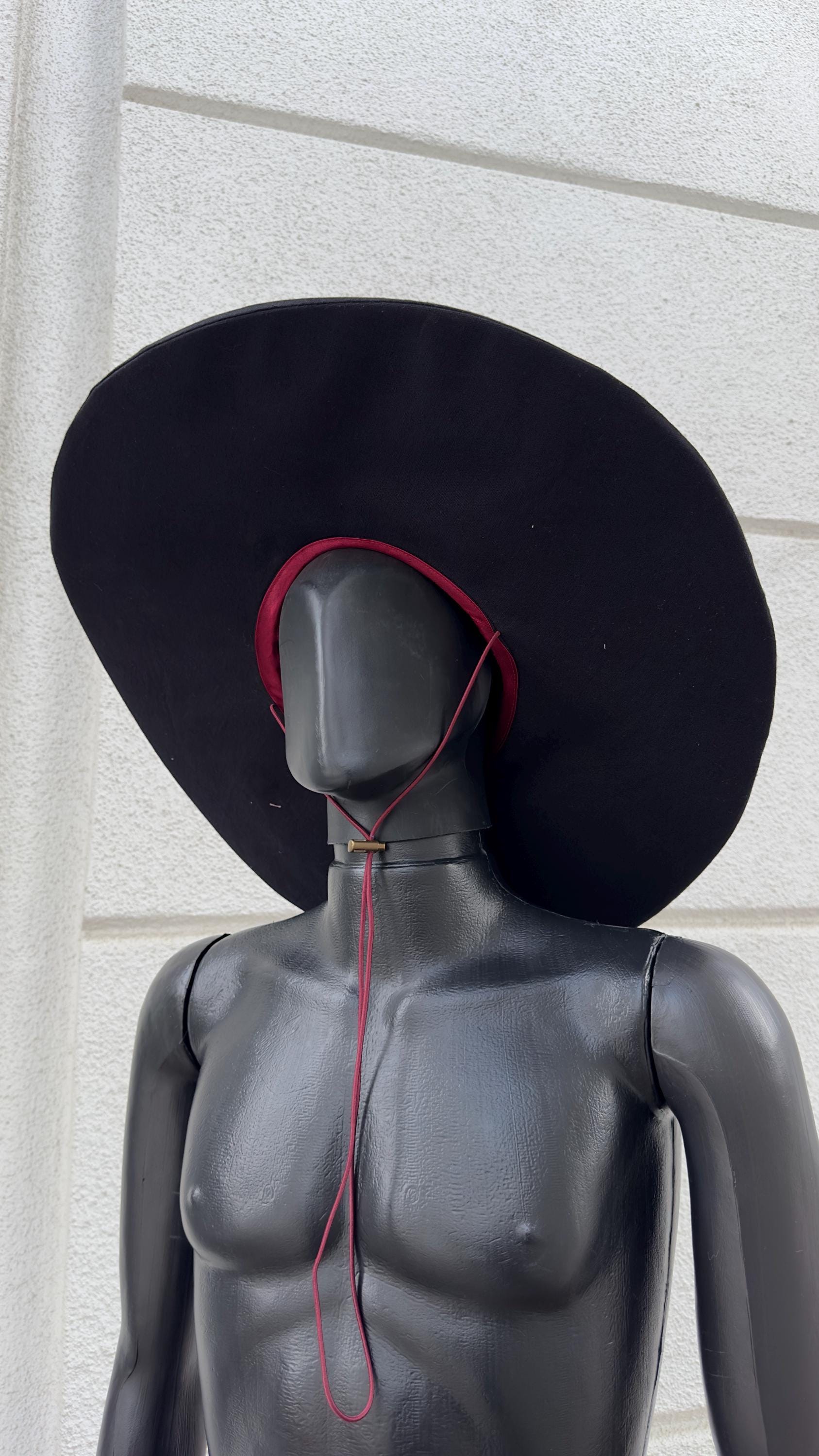 Black Linen Wizard Hat – Raven Accessory for Fantasy Costumes and Festivals, Custom Prop for Witch, Halloween