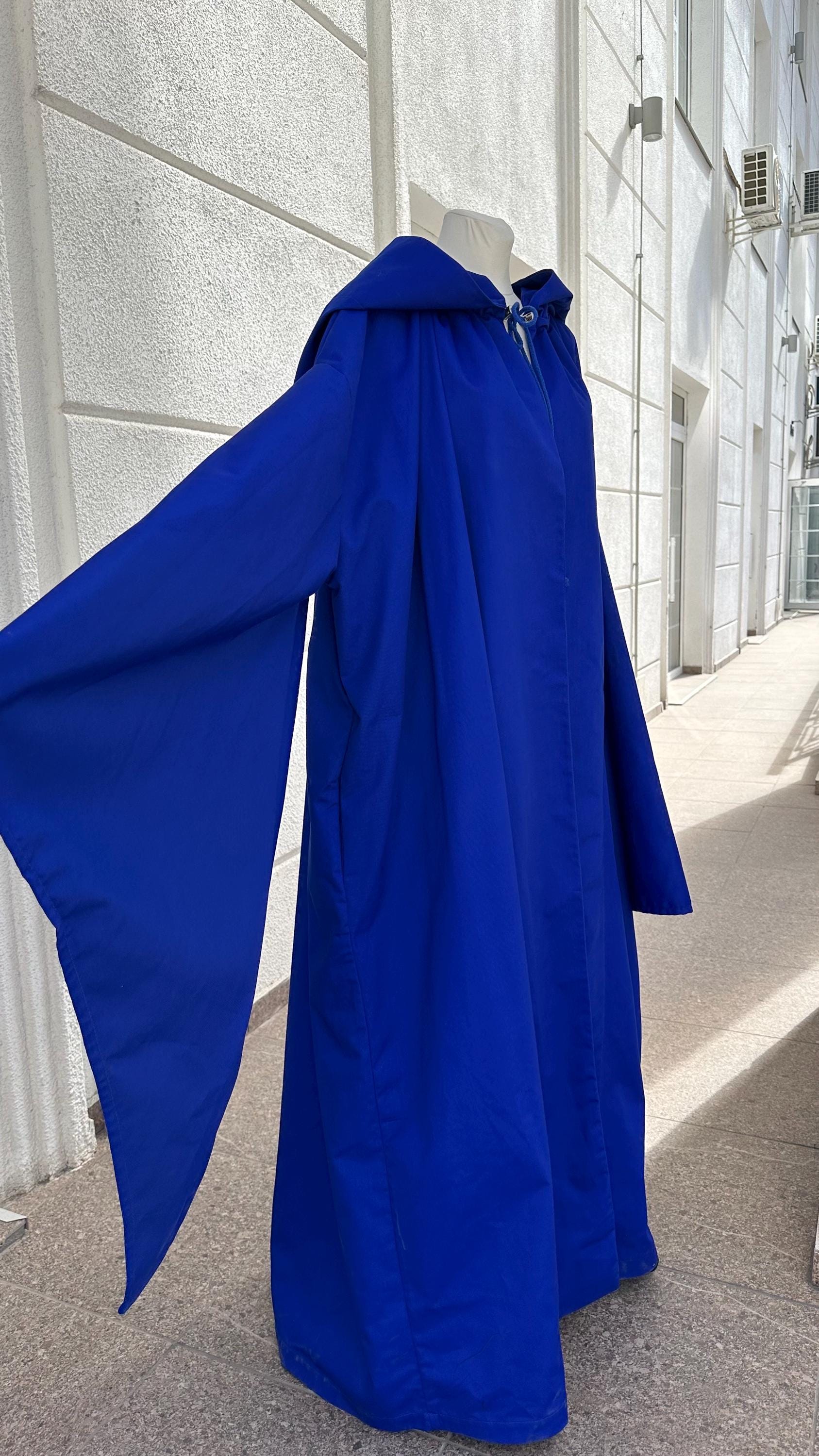 Royal Blue Cloak – Handmade Wizard Hooded Cape, Custom Blue Wizard Cloak, Unisex Medieval Fantasy Mantle, Renaissance Costume Robe