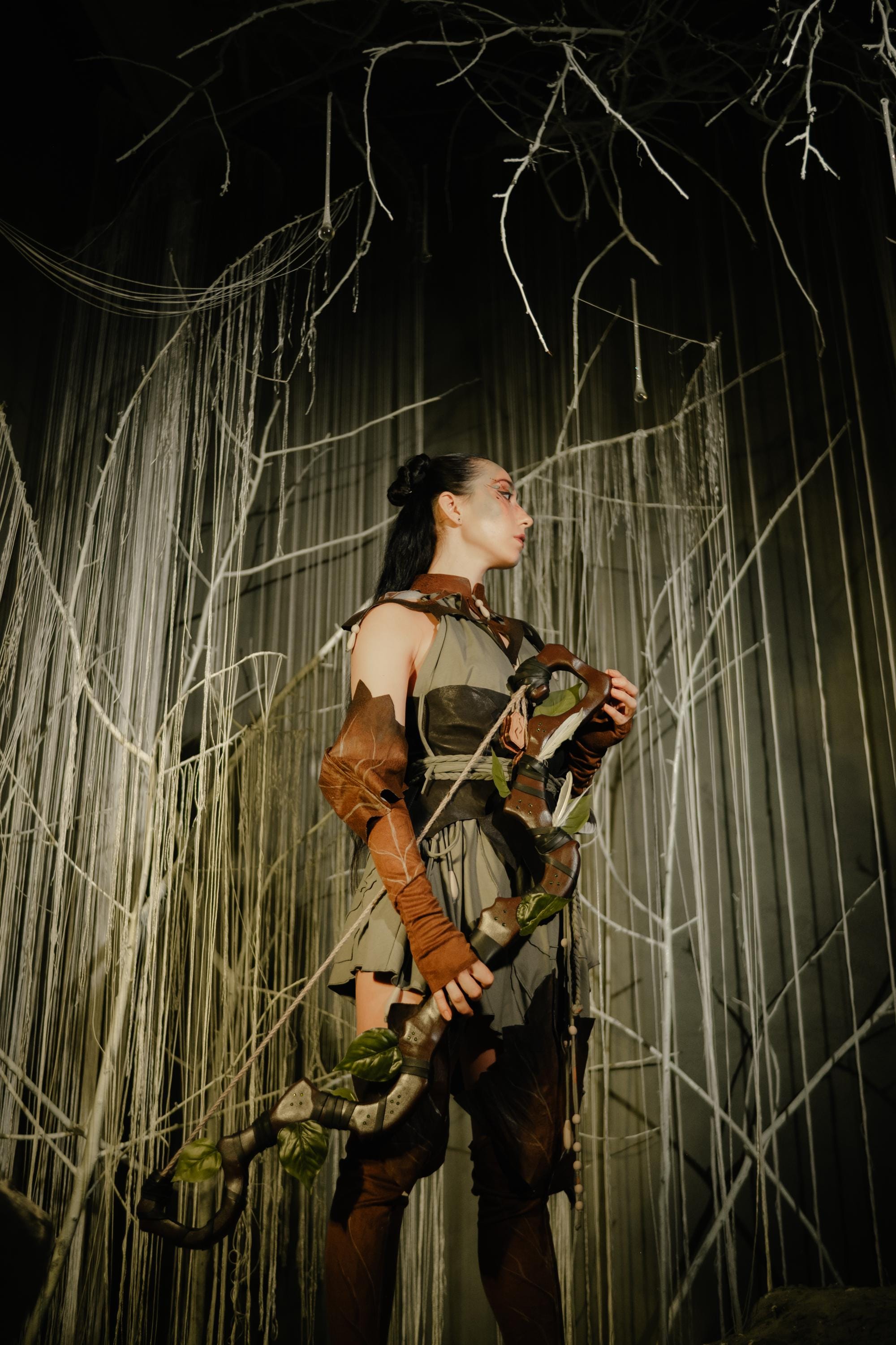 The Forest Bow – Whispering Wood, Wooden Fantasy Bow for Cosplay, Elven Handmade Art, Pixie Forest Prop, Mythical Woodland Accessory