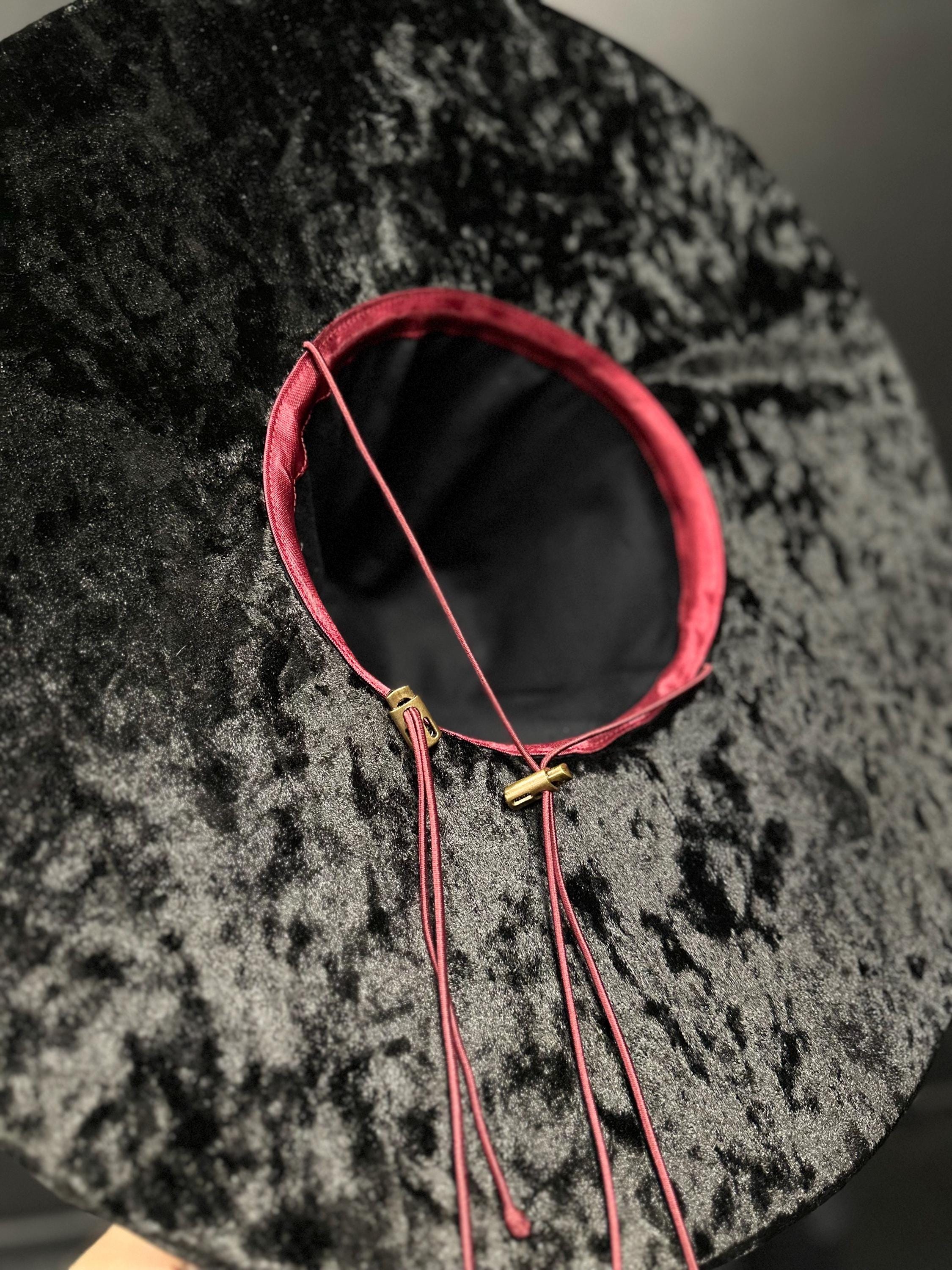 Black Crushed Velvet Wizard Hat – Handmade Medieval Fantasy Hat, Renaissance Cosplay Accessory, Custom Elven Magic Pointed Hat