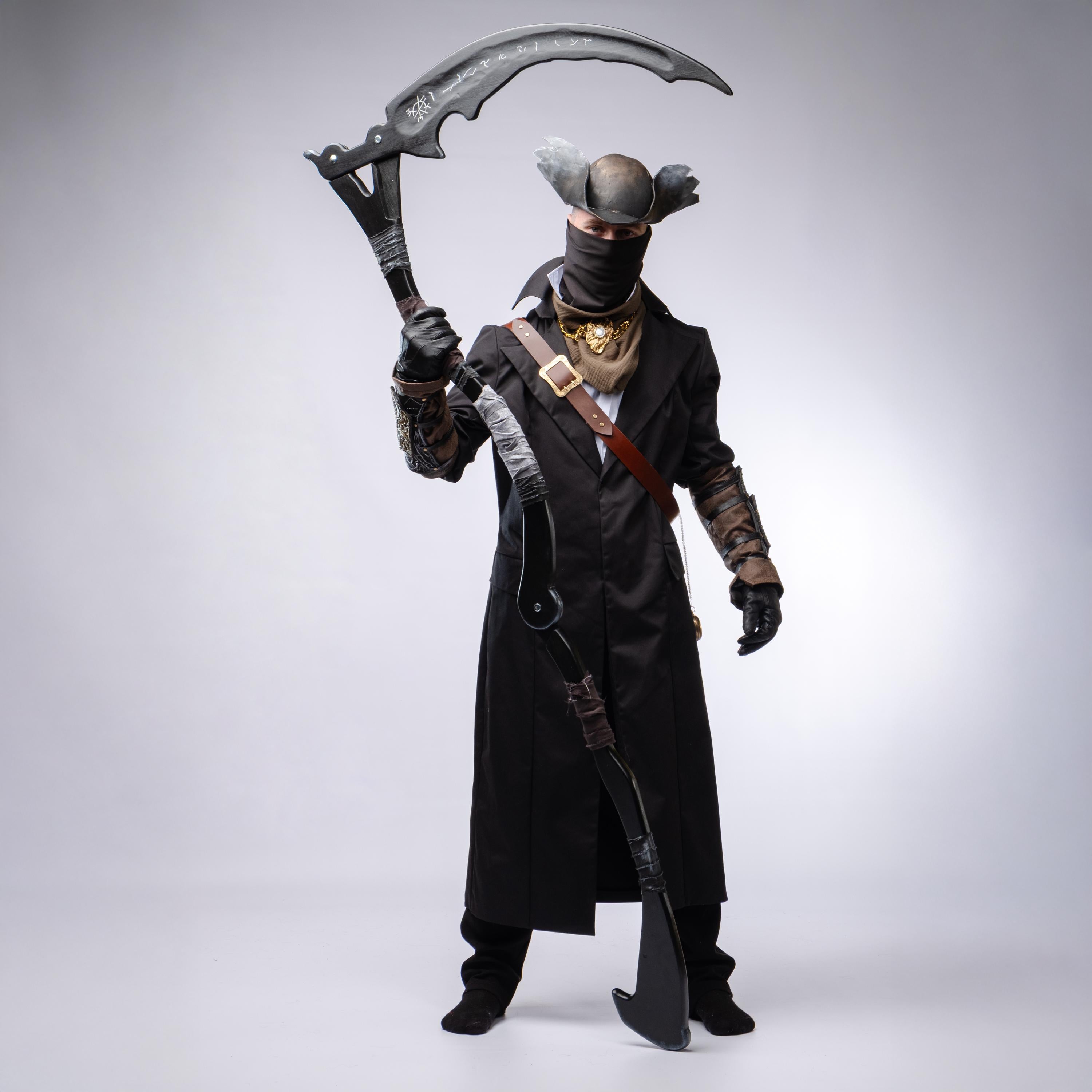Dark Hunter’s Scythe –  Fantasy Handcrafted Crescent Prop, Wooden Gothic Staff, Inspired Collectible