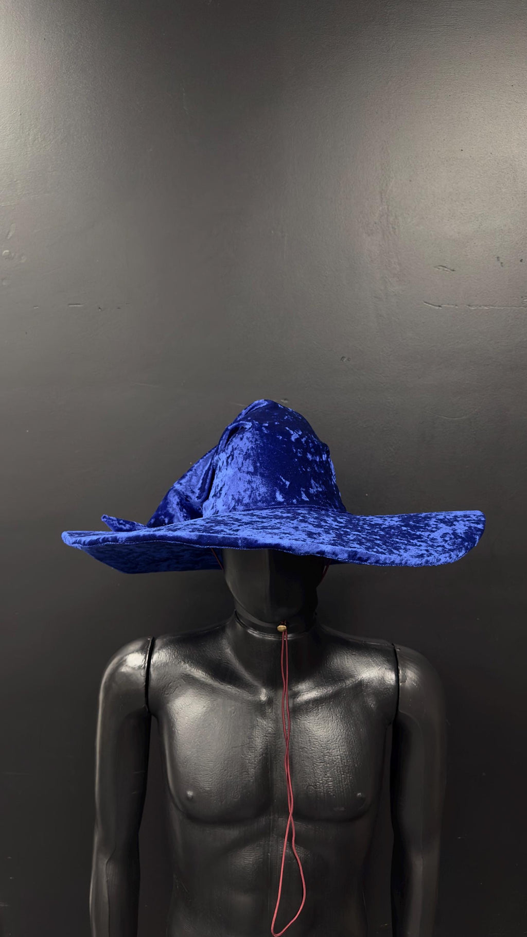 Blue Crushed Velvet Wizard Hat – Handmade Fantasy Hat, Medieval Renaissance Cosplay, Elven Costume Accessory, Custom Magic Hat