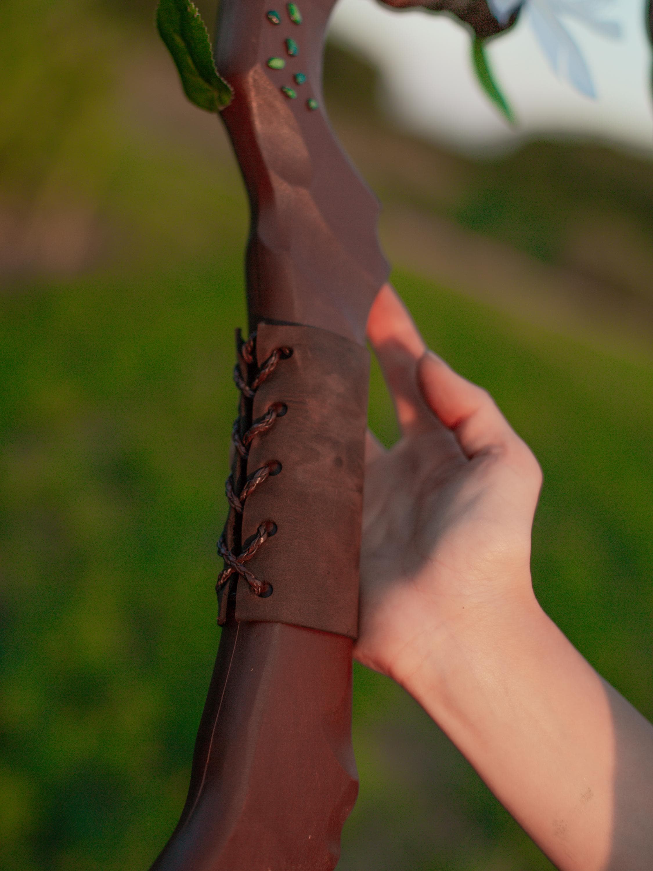 The Forest Bow – Whispering Wood, Wooden Fantasy Bow for Cosplay, Elven Handmade Art, Pixie Forest Prop, Mythical Woodland Accessory