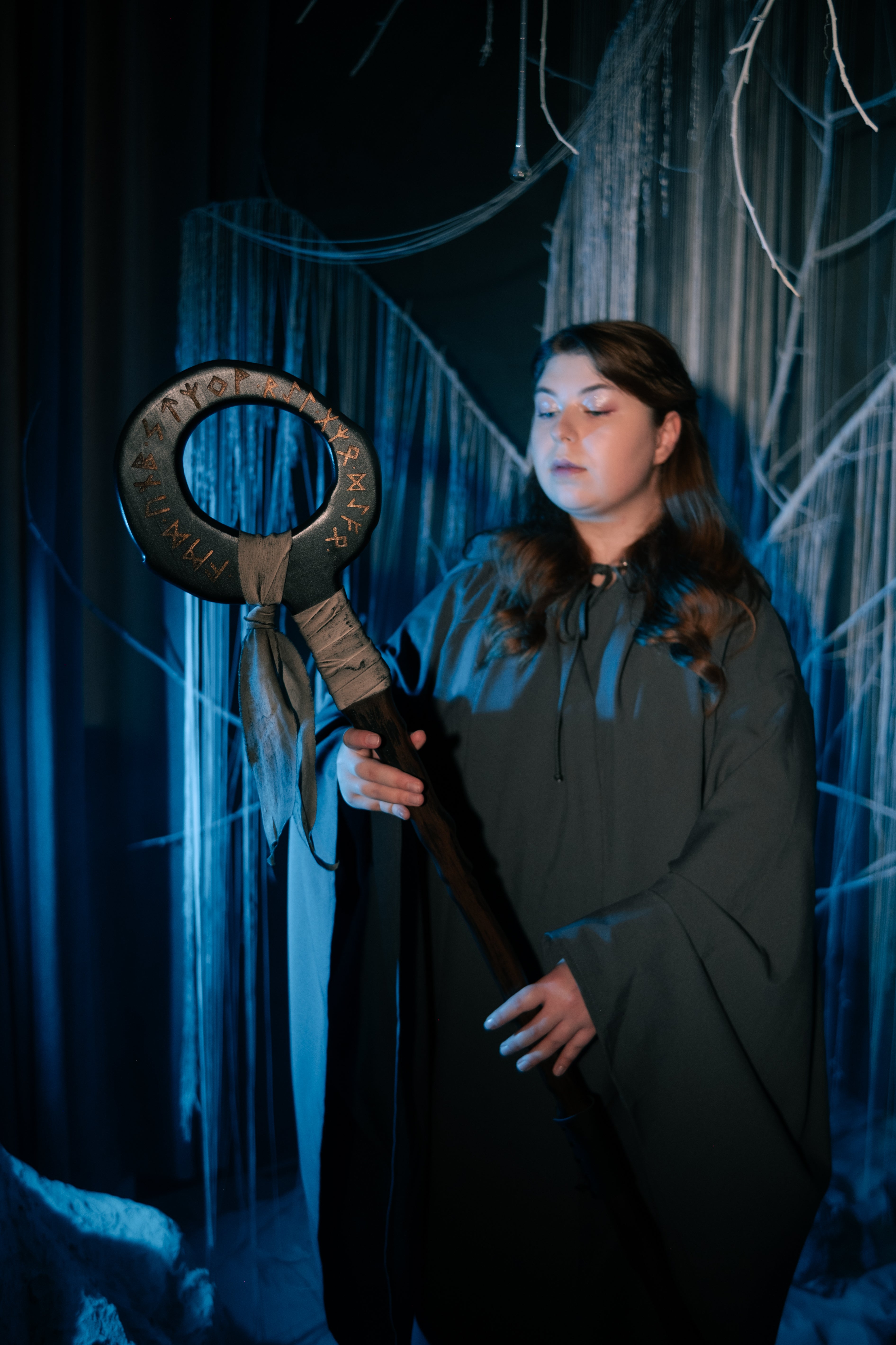 Dark fantasy staff for atmospheric photoshoots and display