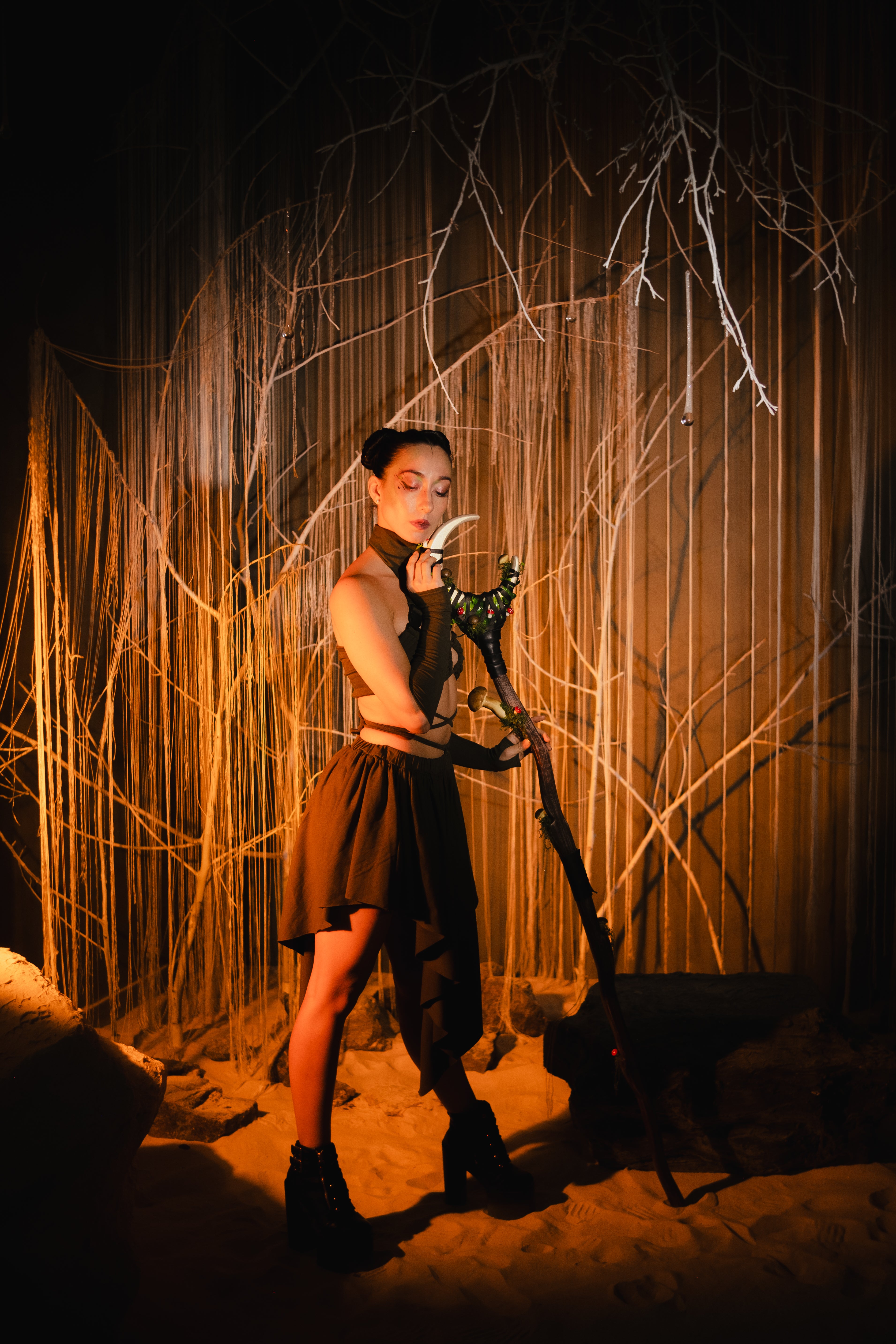 Forest moon staff wooden druid wizard prop