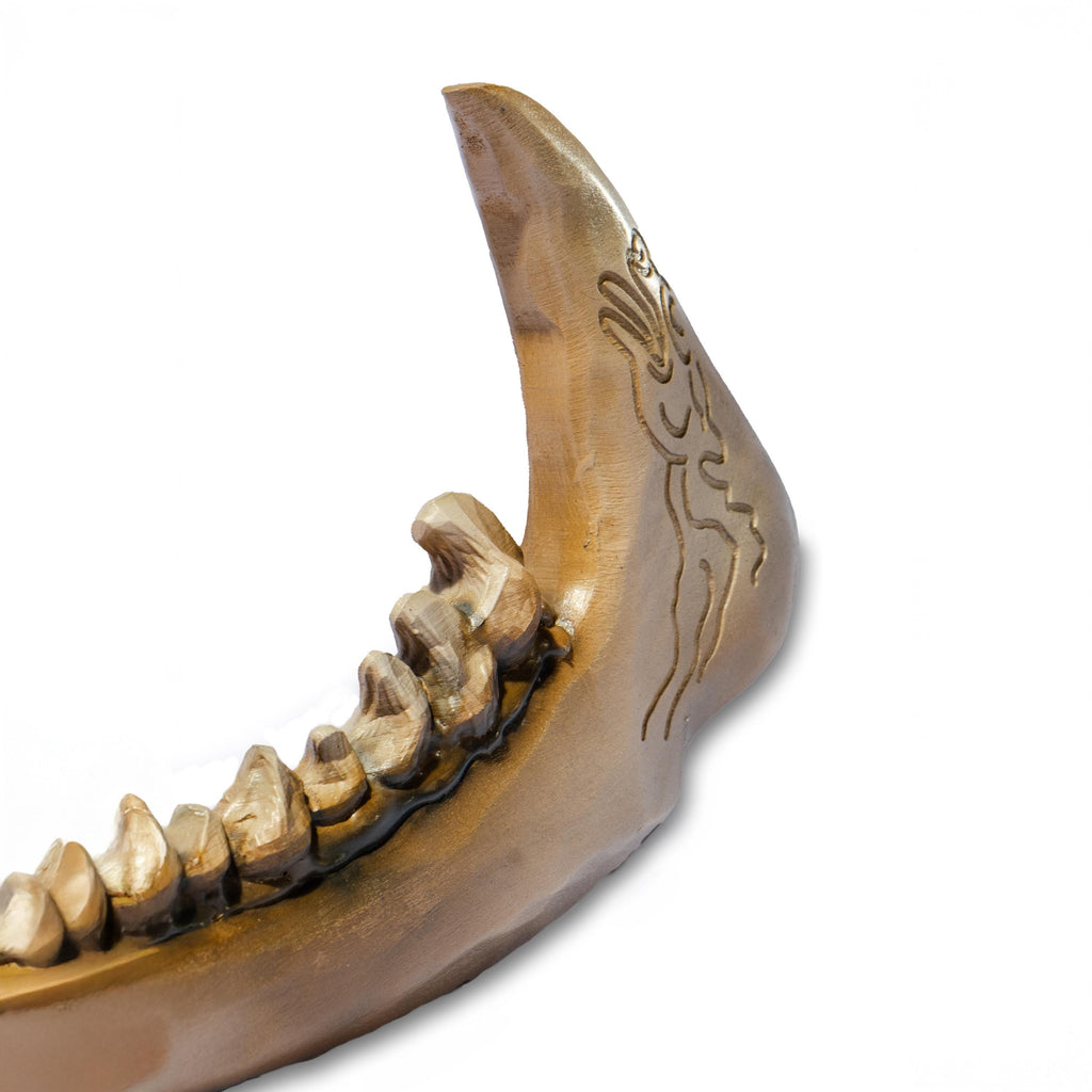 Bone Jawblade Ritual Weapon, Cosplay, Tribal Warriors, Shamans, Dark Fantasy Characters. – Handcrafted Prop with Carving & Teeth