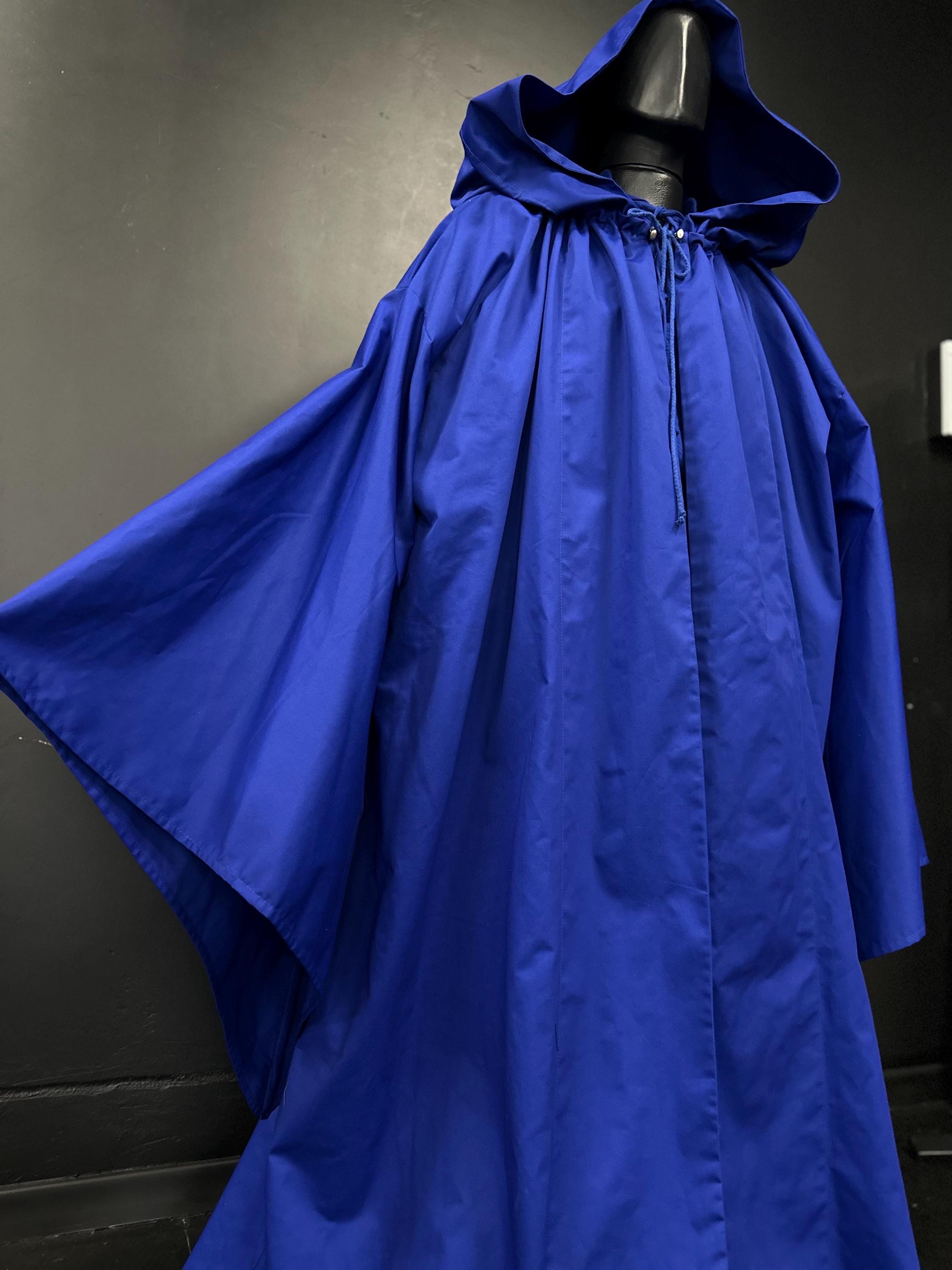 Royal Blue Cloak – Handmade Wizard Hooded Cape, Custom Blue Wizard Cloak, Unisex Medieval Fantasy Mantle, Renaissance Costume Robe