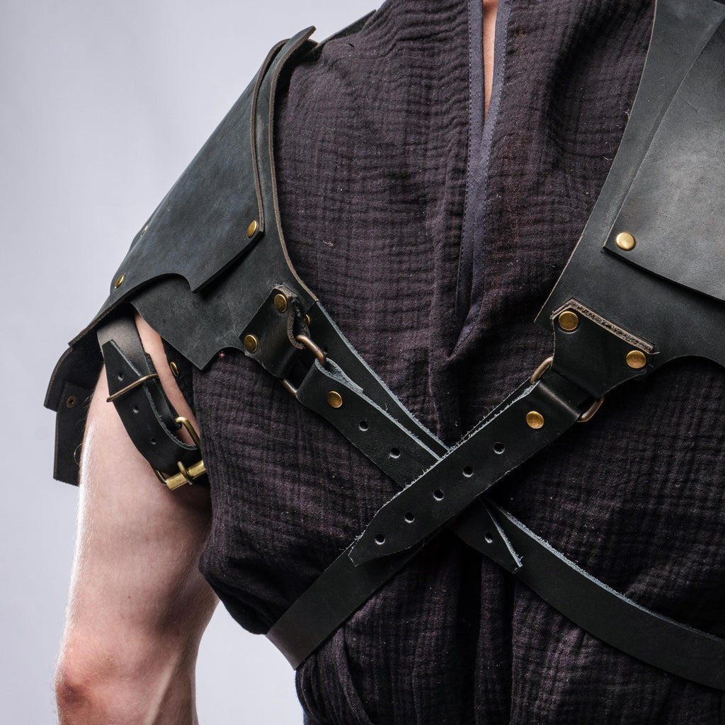Leather Pauldrons, Leather Shoulders Armor for Cosplay
