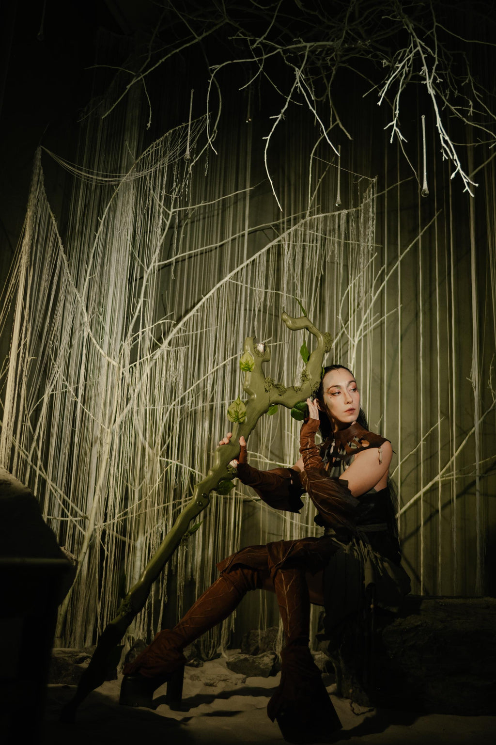 Druid Staff – The Woodland Haven, Forest Guardian Stave With Little Birds, Fantasy Wizard Prop