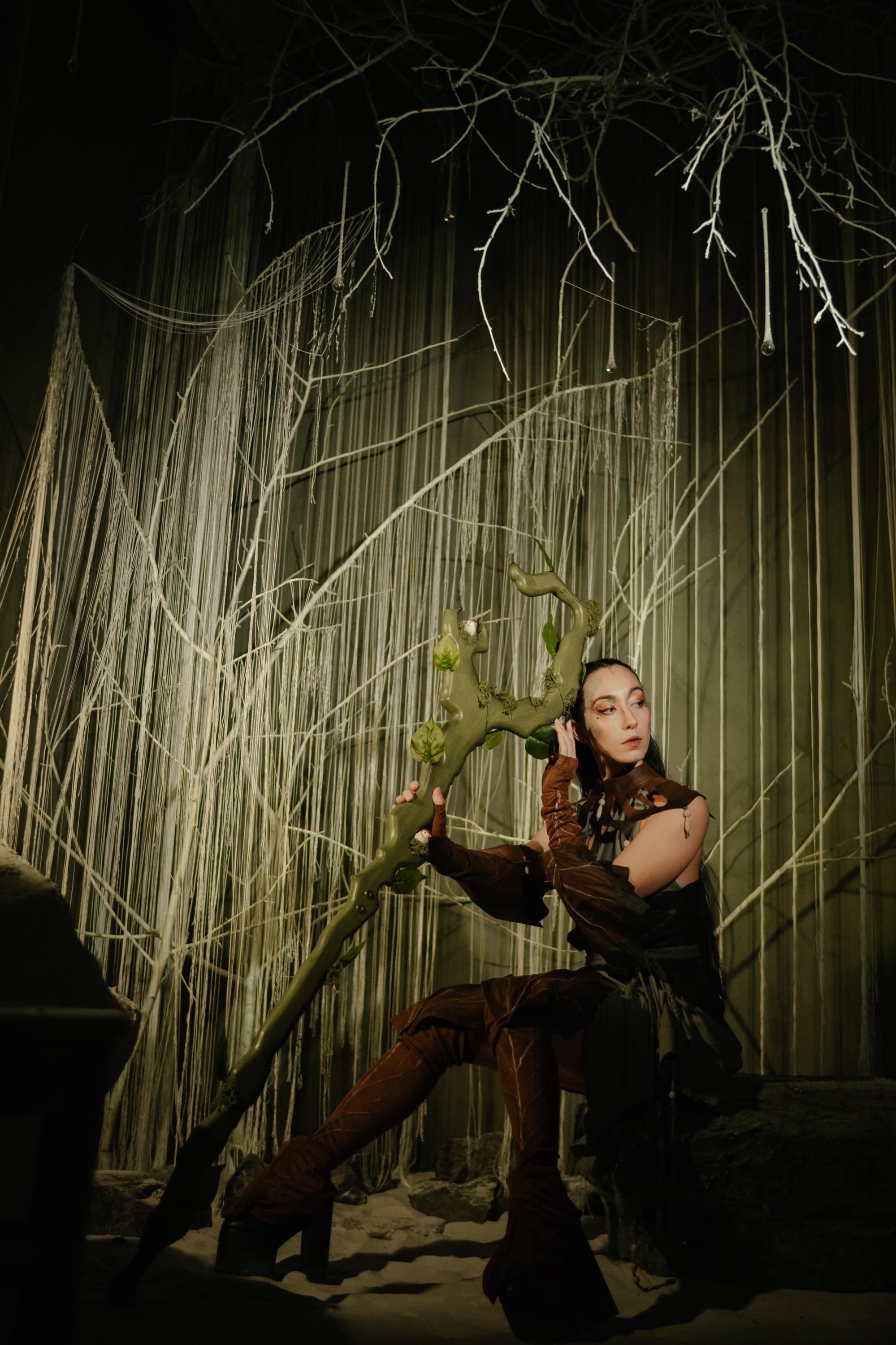 Druid Staff – The Woodland Haven, Forest Guardian Stave With Little Birds, Fantasy Wizard Prop