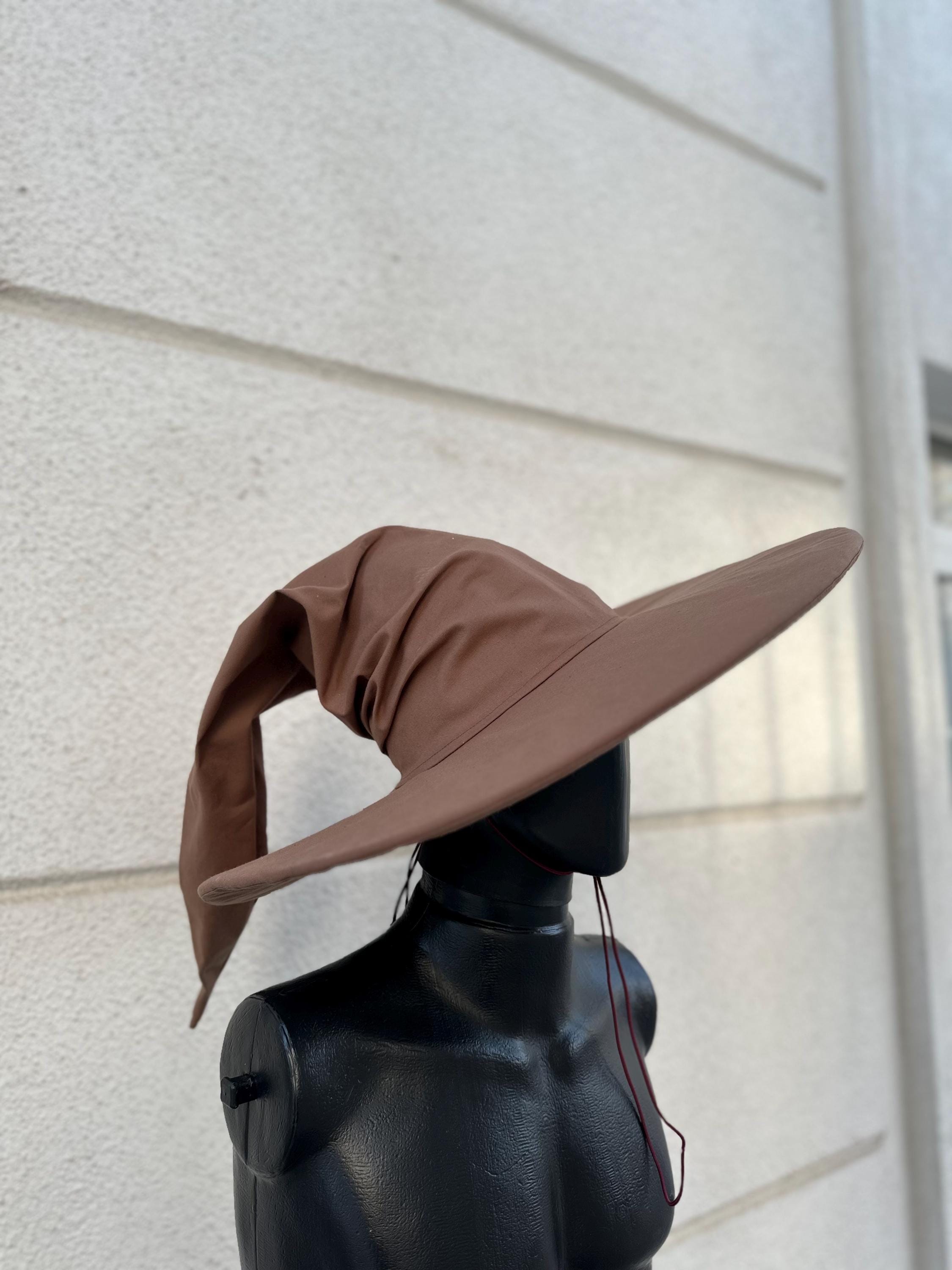 Cinnamon Wizard Hat – Handmade Brown Medieval Hat, Renaissance Fantasy Costume, Elven Cosplay Accessory, Custom Magic Pointed Hat