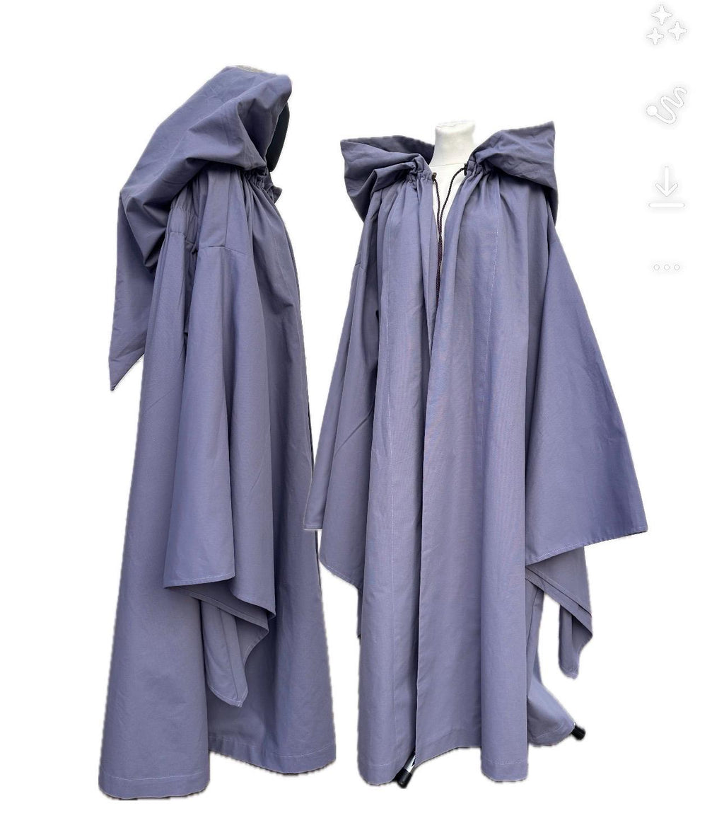 Lavender Cloak – Handmade Gray Lavender Hooded Cape, Unisex Fantasy Mantle for Elven, Renaissance Costume Robe, Custom Mage