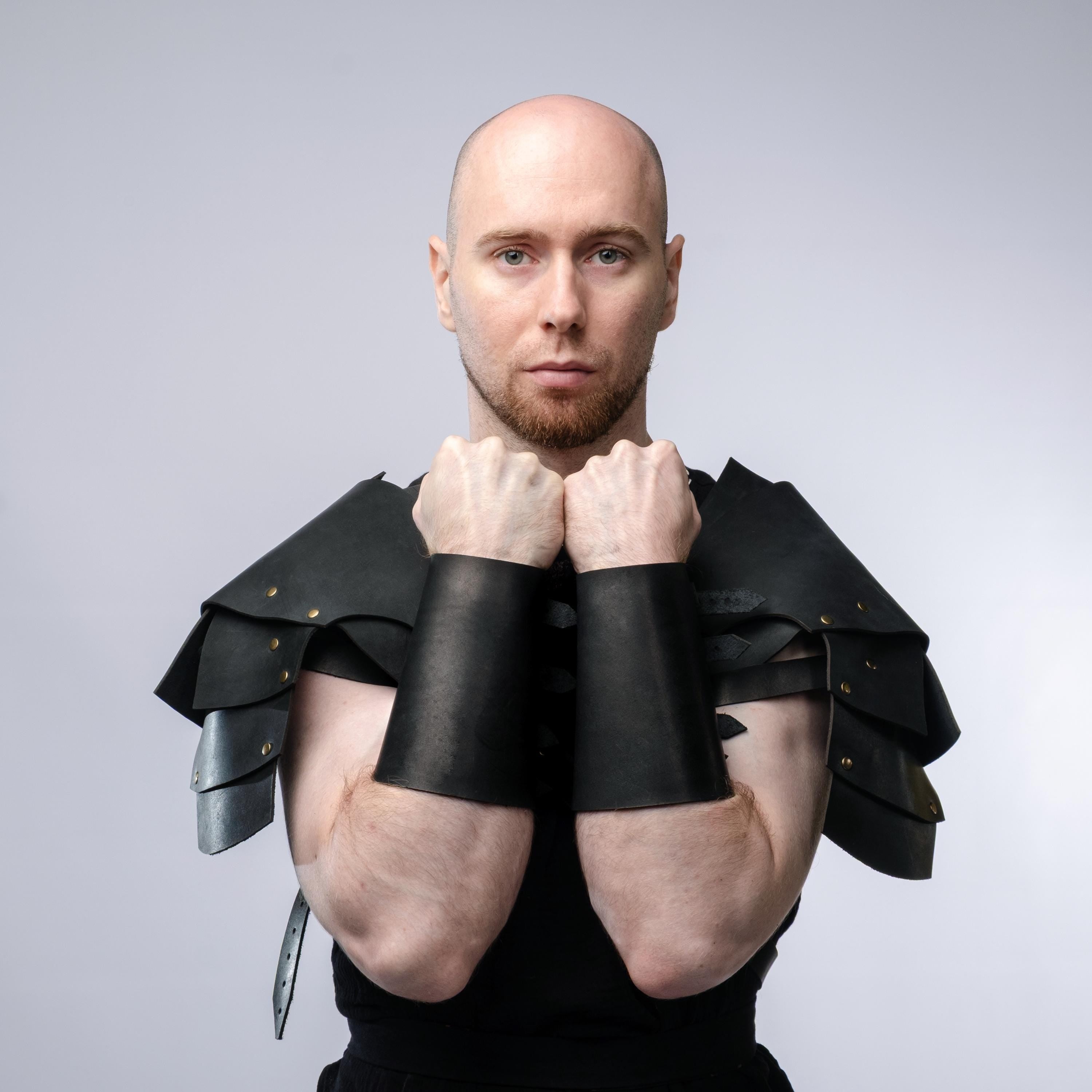 Leather Bracers with Metal Details of Valhalla  – Viking Arm Guards – Medieval LARP Armor – Handmade Cosplay Vambraces – Warrior Accessories