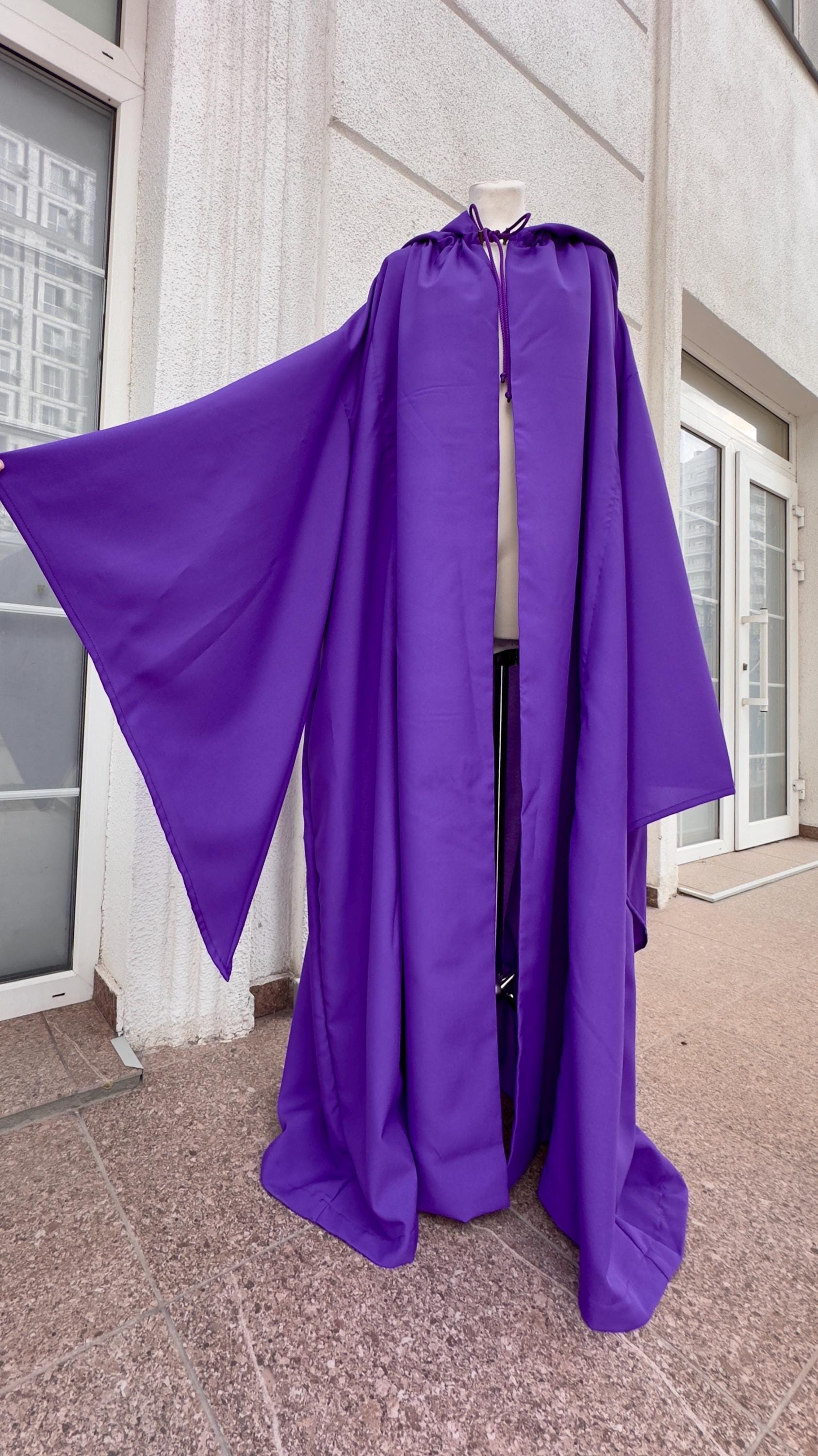 Violet Mist Cloak – Handmade Deep Purple Hooded Cape, Unisex Mystery Fantasy Mantle, Renaissance Costume Robe, Custom Purple Wizard Cloak