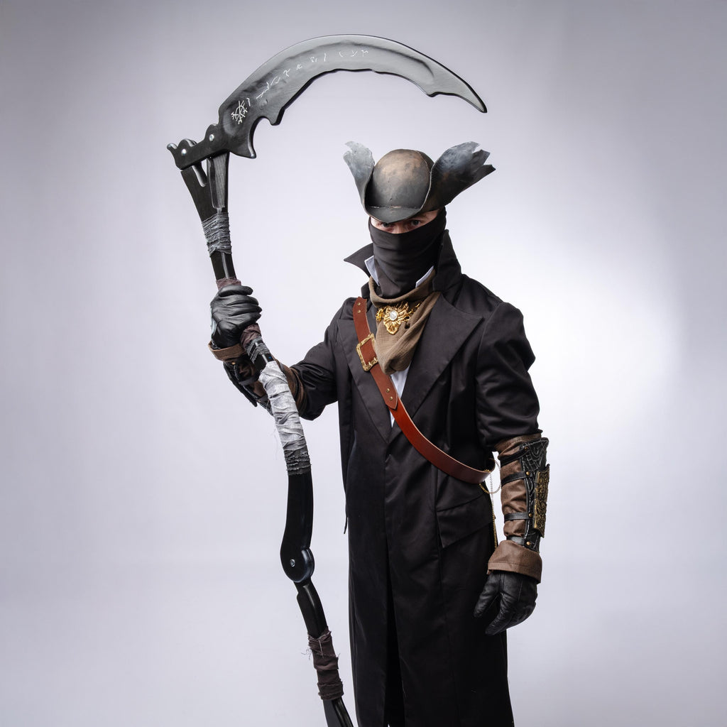 Dark Hunter’s Scythe –  Fantasy Handcrafted Crescent Prop, Wooden Gothic Staff, Inspired Collectible