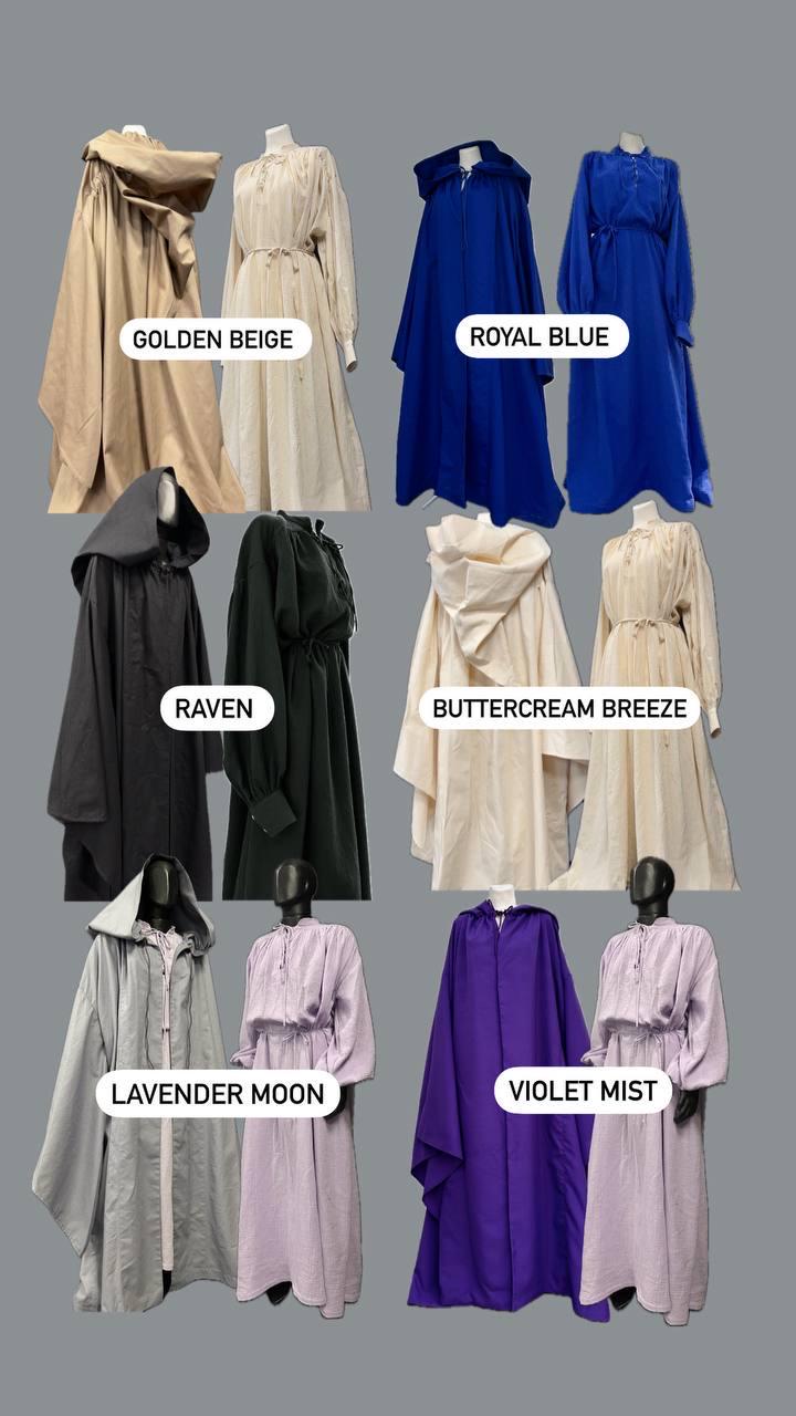 Raven Set –  Raven Black Cloak and Tunic, Sorcerer or Warlock Outfit, Gothic Medieval Robe, Handmade Dark Fantasy Clothing, Shadowborne