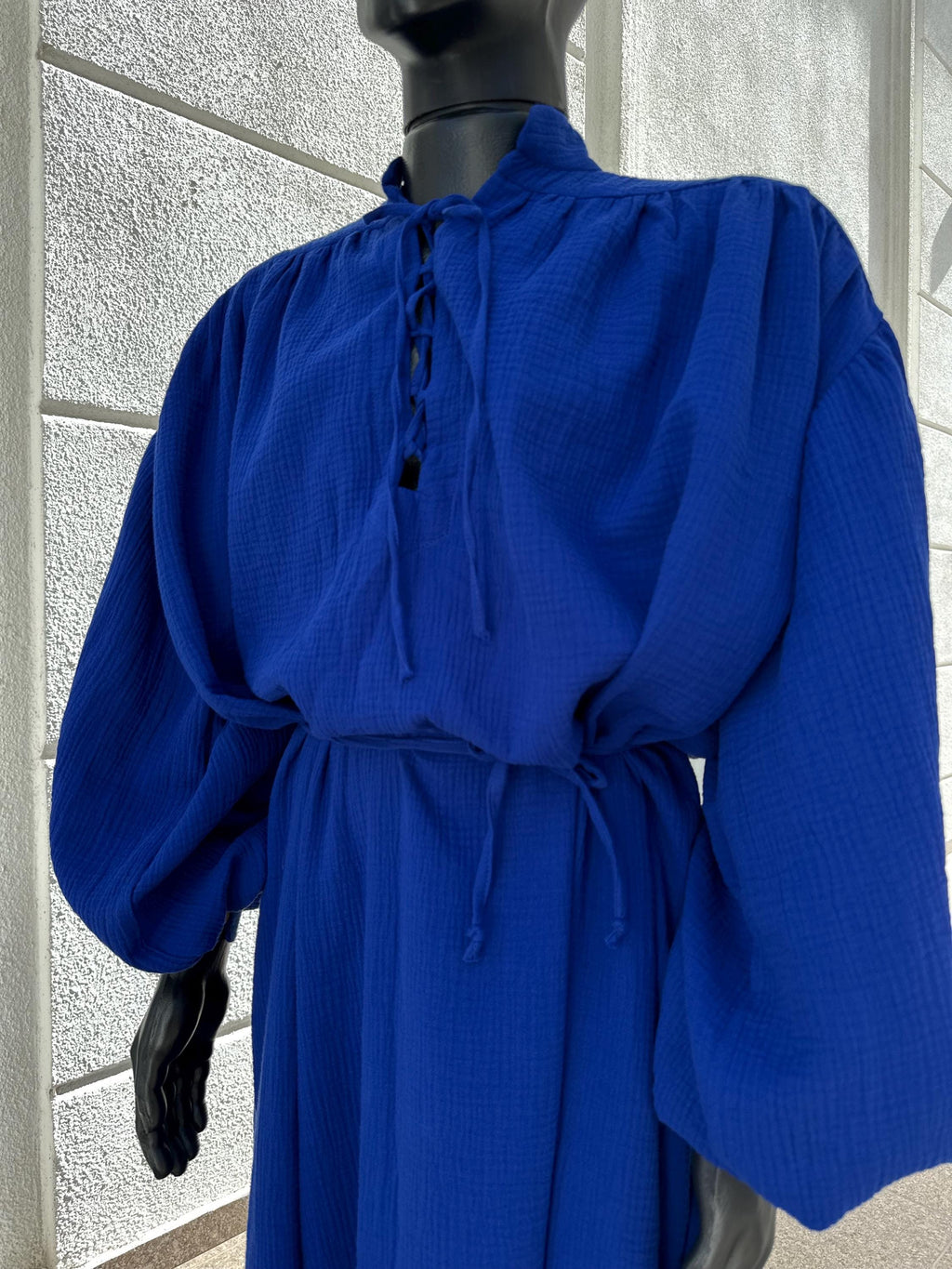 Royal Blue Medieval Tunic – Fantasy Linen Dress for Elf or Mage, Handmade Renaissance Gown, Blue Wizard Outfit