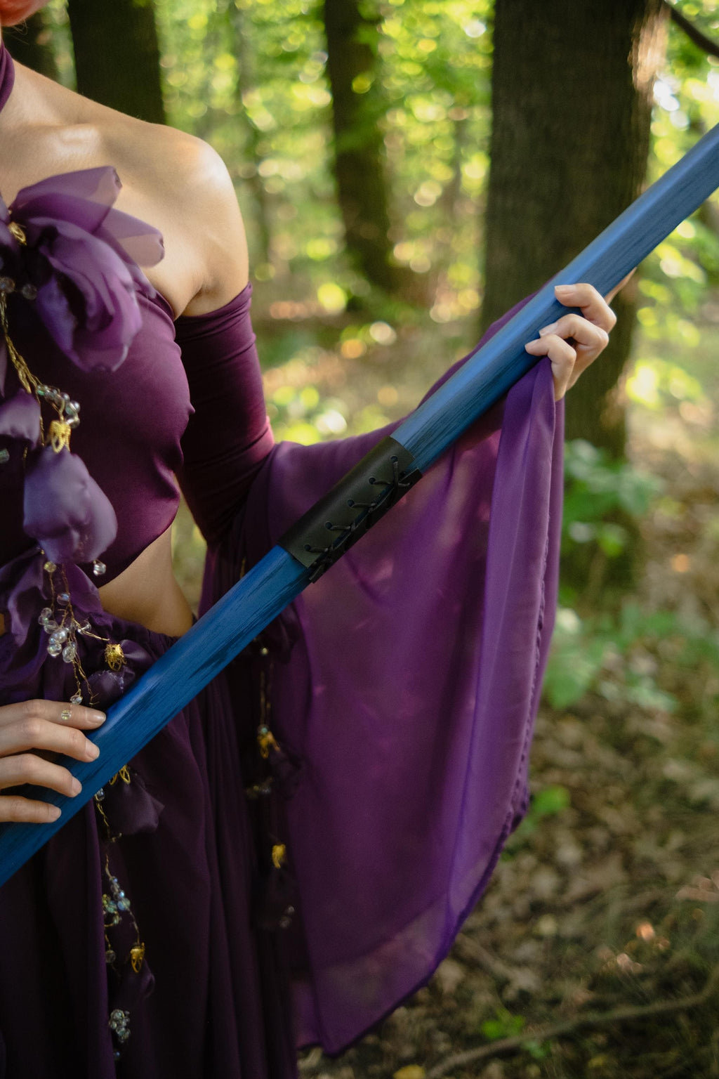 Fantasy Wooden Staff “Whirling Tides” – Blue Magic Cosplay Prop, Wizard Staff, Handmade Magic Staff, Fantasy Costume