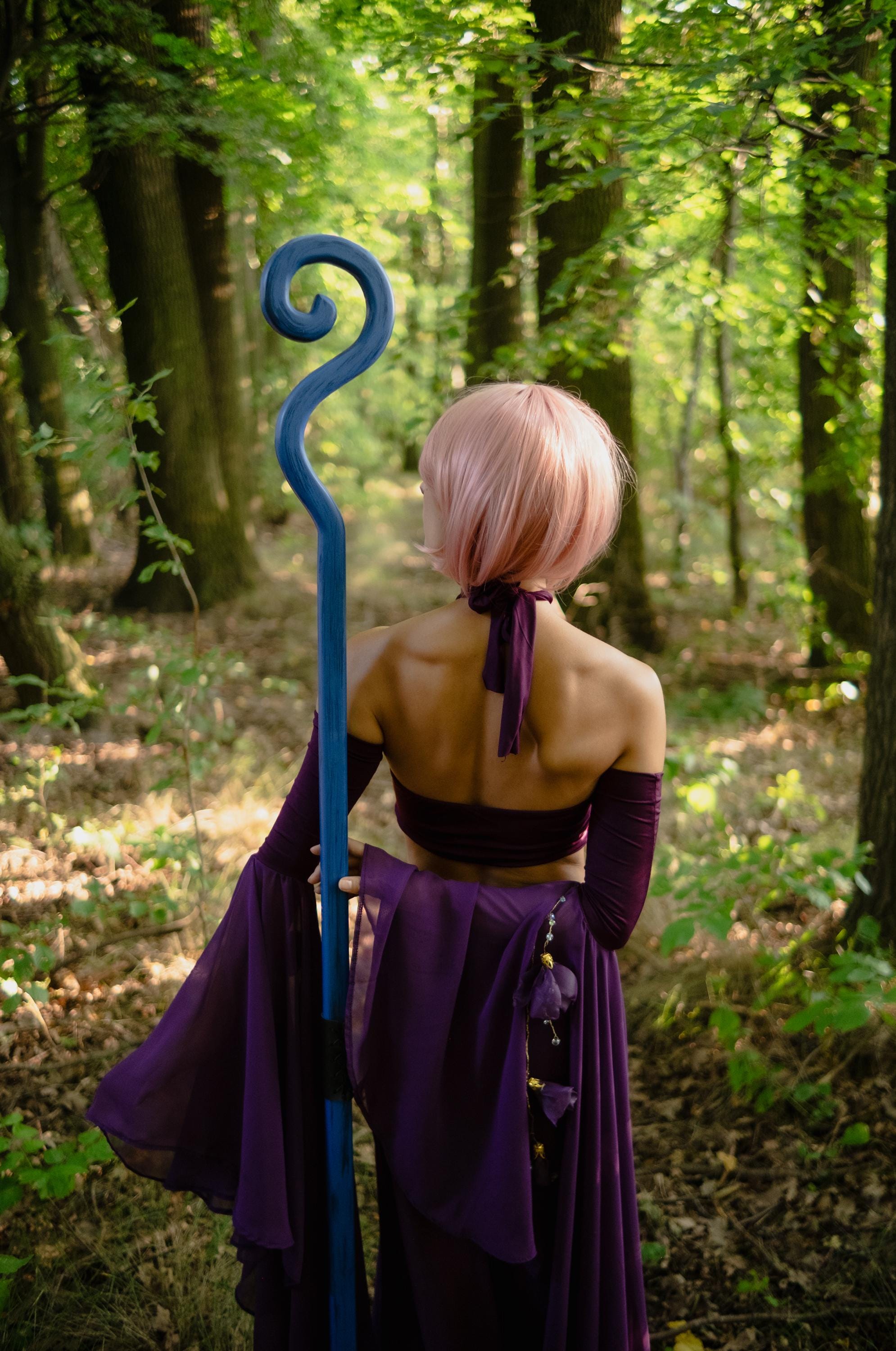 Fantasy Wooden Staff “Whirling Tides” – Blue Magic Cosplay Prop, Wizard Staff, Handmade Magic Staff, Fantasy Costume