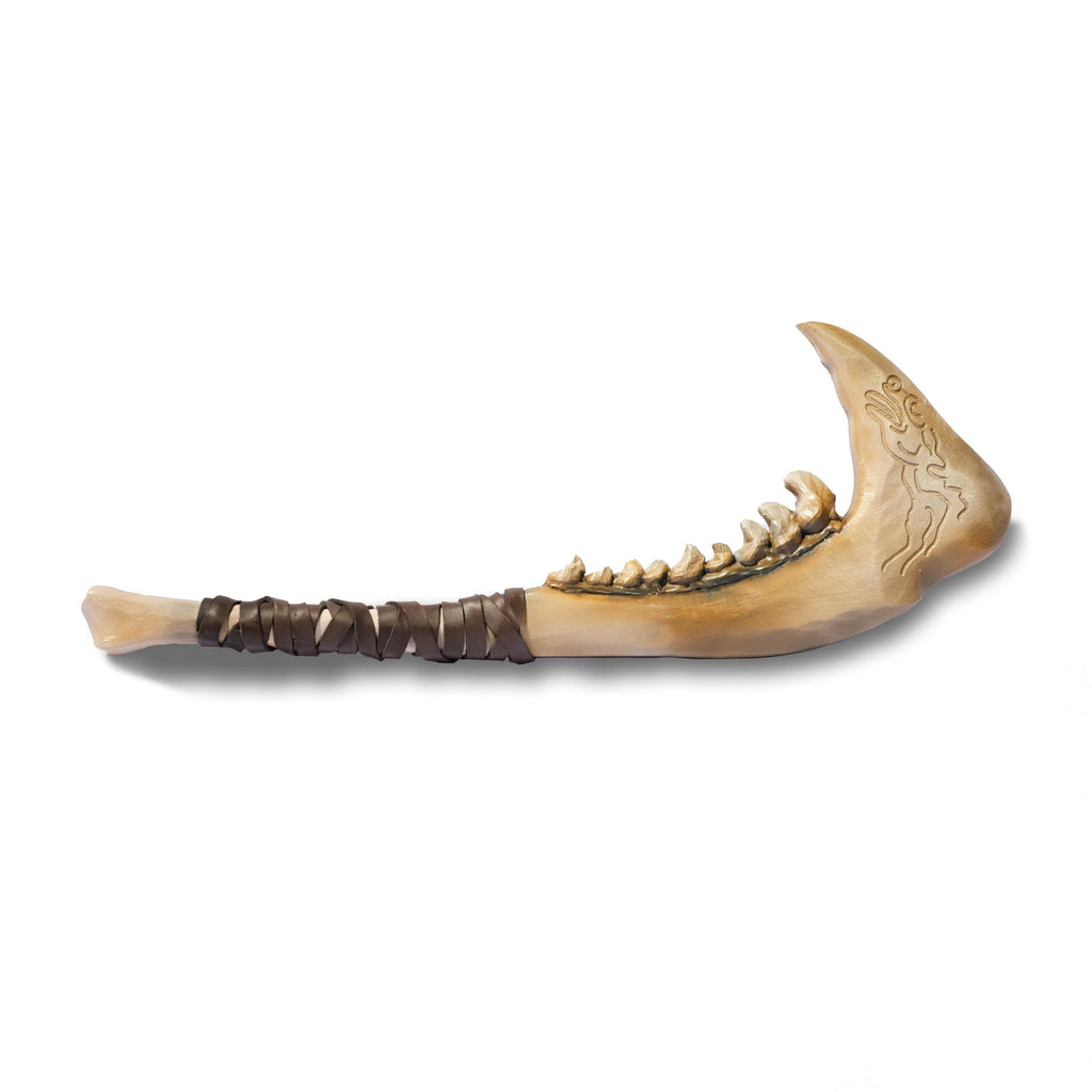 Bone Jawblade Ritual Weapon, Cosplay, Tribal Warriors, Shamans, Dark Fantasy Characters. – Handcrafted Prop with Carving & Teeth
