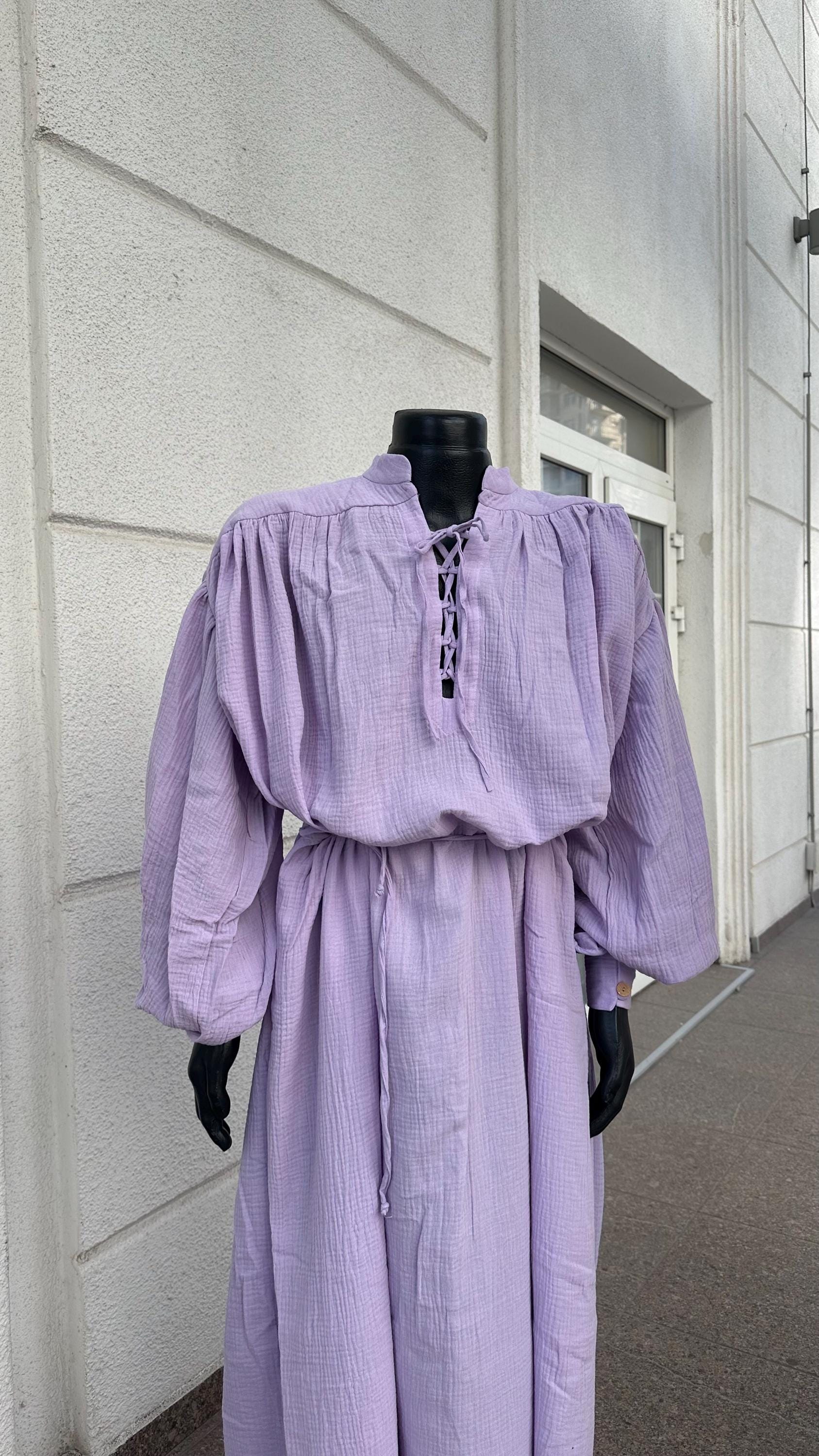 Lavender – Moonlight Muse Tunic, Medieval Dress – Handmade Elven or Sorceress Tunic, Light Fantasy Outfit, Pastel Renaissance Gown