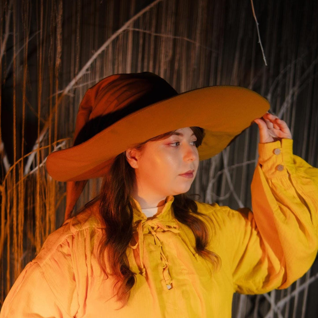 Golden Oak Wizard Hat – Medieval Renaissance, Elven Fantasy Costume, Handmade Magic Wizard Cosplay Accessory