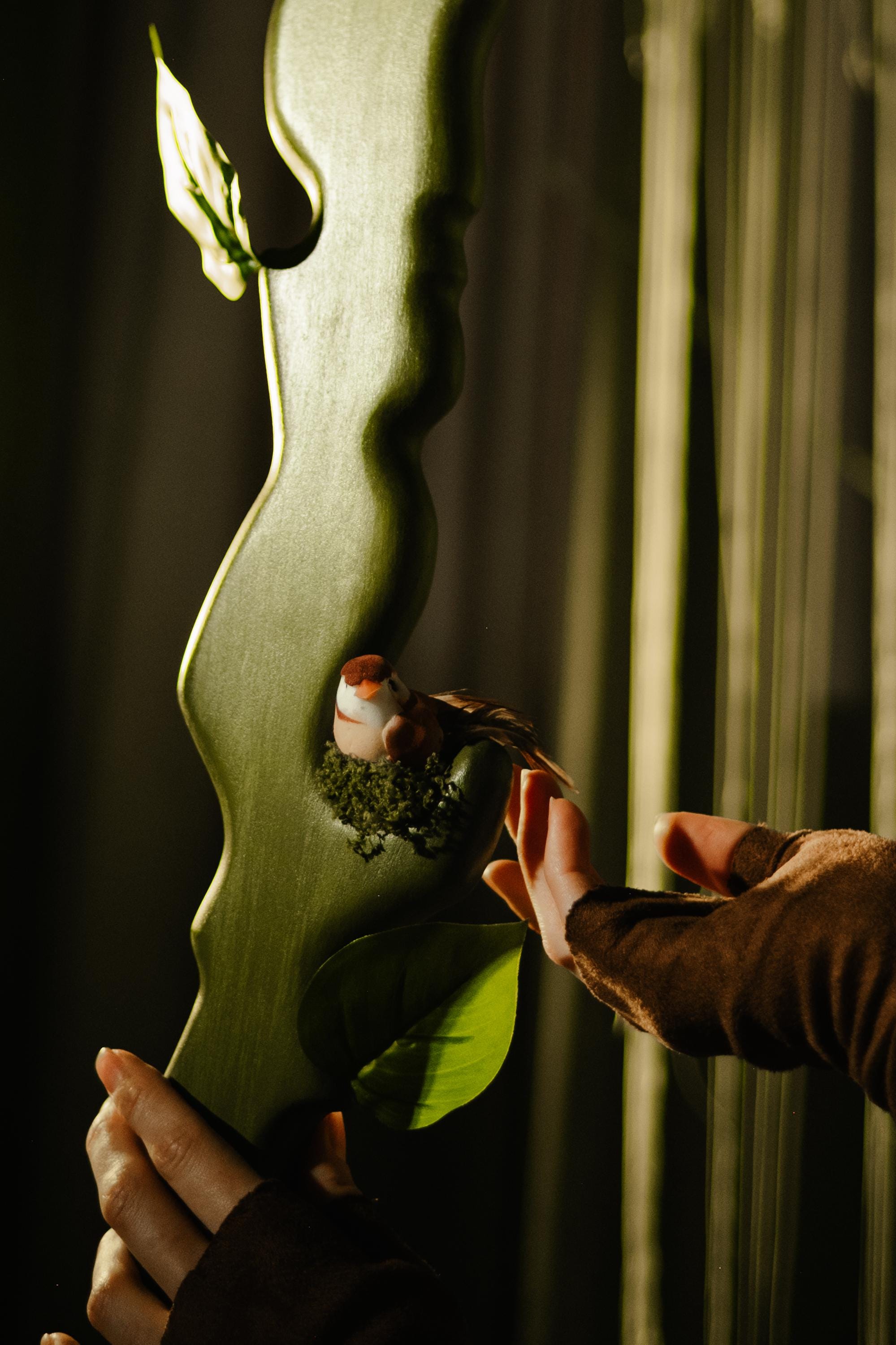 Druid Staff – The Woodland Haven, Forest Guardian Stave With Little Birds, Fantasy Wizard Prop