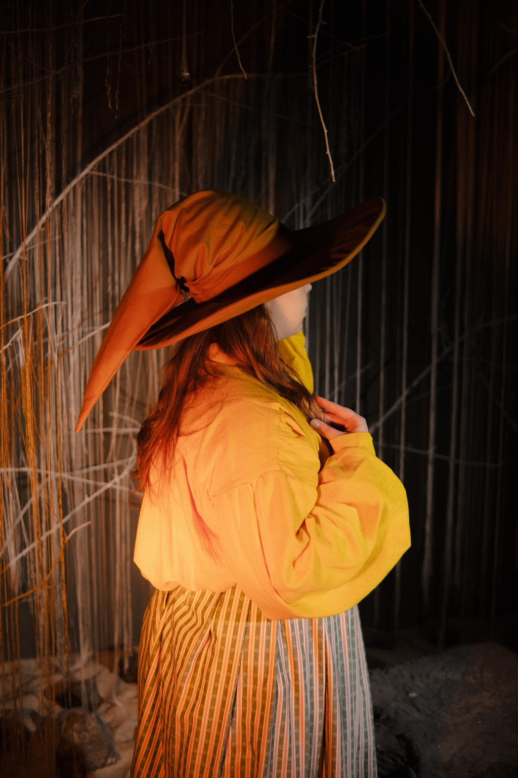 Golden Oak Wizard Hat – Medieval Renaissance, Elven Fantasy Costume, Handmade Magic Wizard Cosplay Accessory