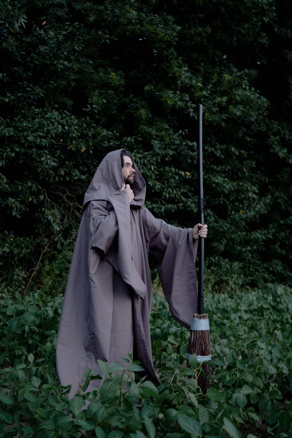 Graphite Night Cloak – Handmade Hooded Cape, Unisex Medieval Fantasy Mantle, Renaissance Costume Robe, Custom Dark Gray Cloak