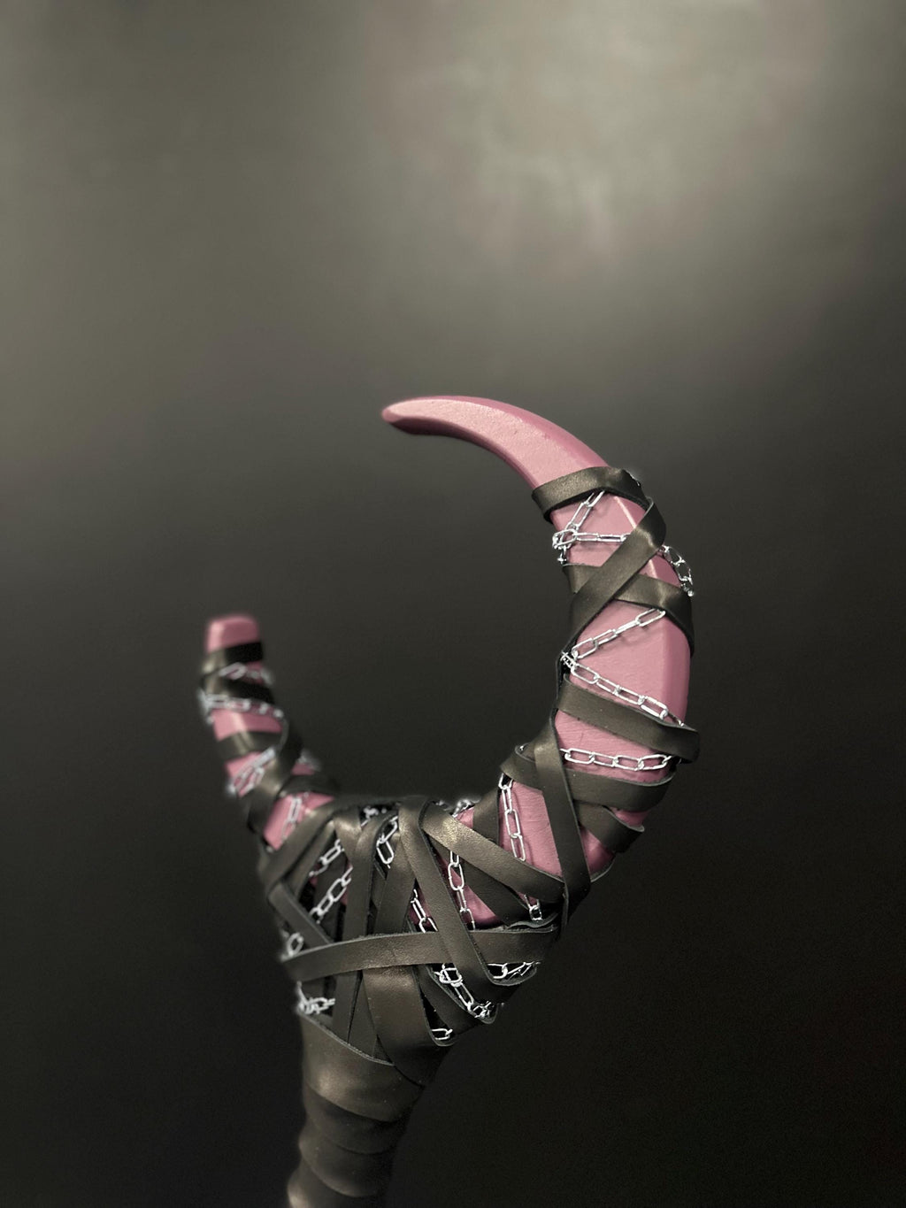 Plum Color Crescent Moon Staff – Wooden Wizard Staff for Cosplay, Rituals and Fantasy Display, Ritual Tool, Fantasy Prop, Alder Wood