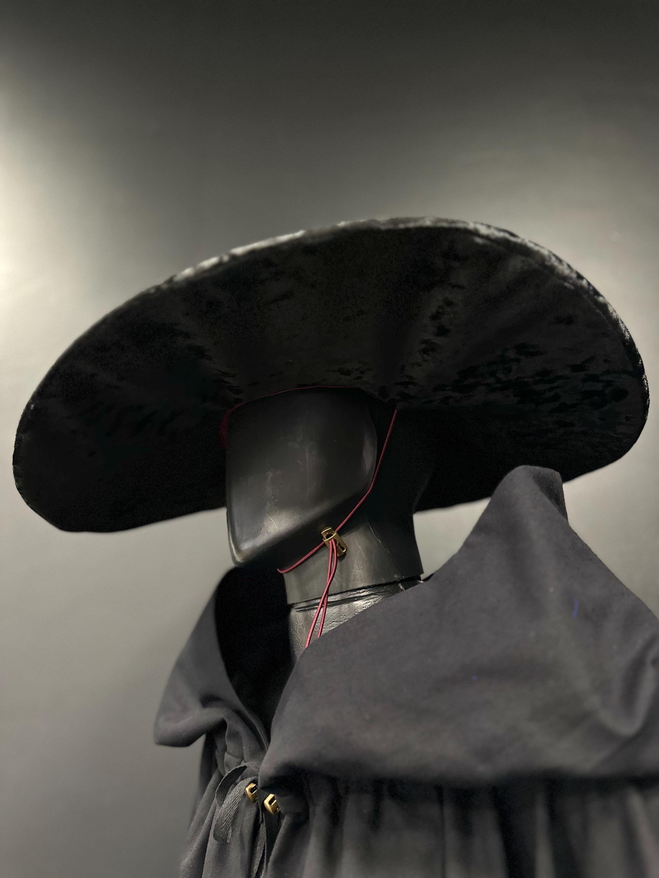 Black Crushed Velvet Wizard Hat – Handmade Medieval Fantasy Hat, Renaissance Cosplay Accessory, Custom Elven Magic Pointed Hat