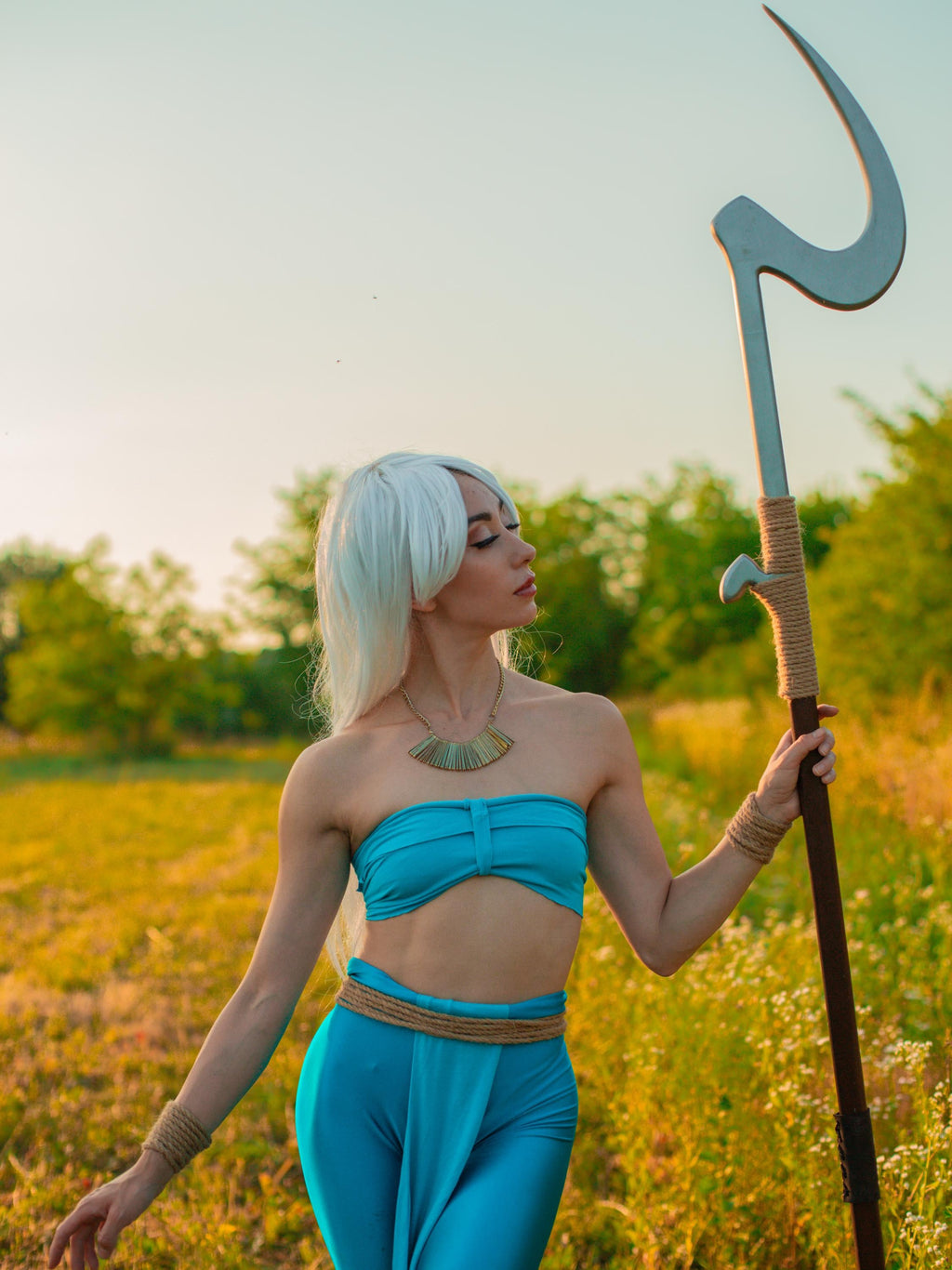 The Radiant Scepter of Atlantis – Handmade Wooden Fantasy Staff, Water Element Decor, Warrior Priestess Accessory