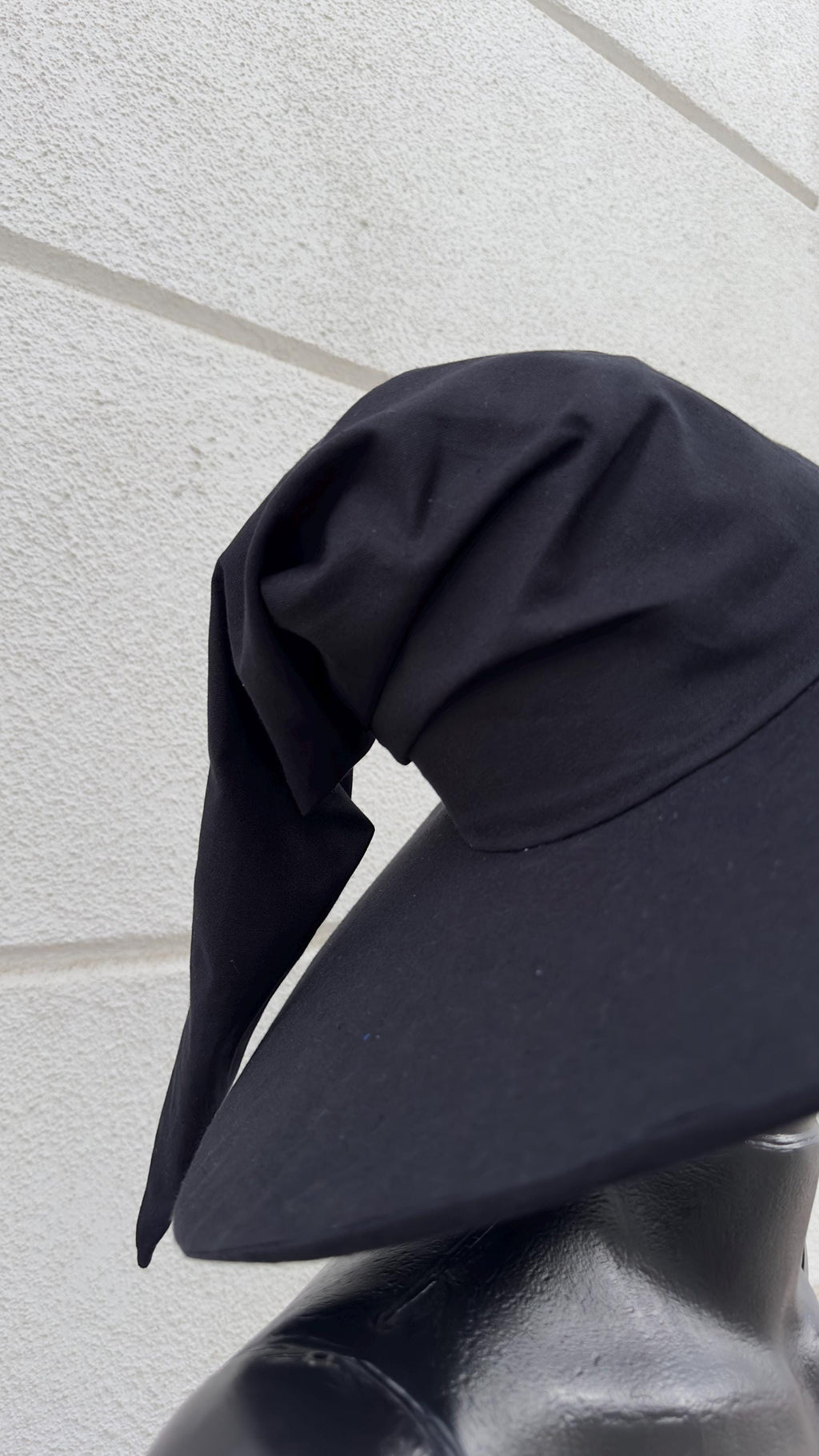 Black Linen Wizard Hat – Raven Accessory for Fantasy Costumes and Festivals, Custom Prop for Witch, Halloween