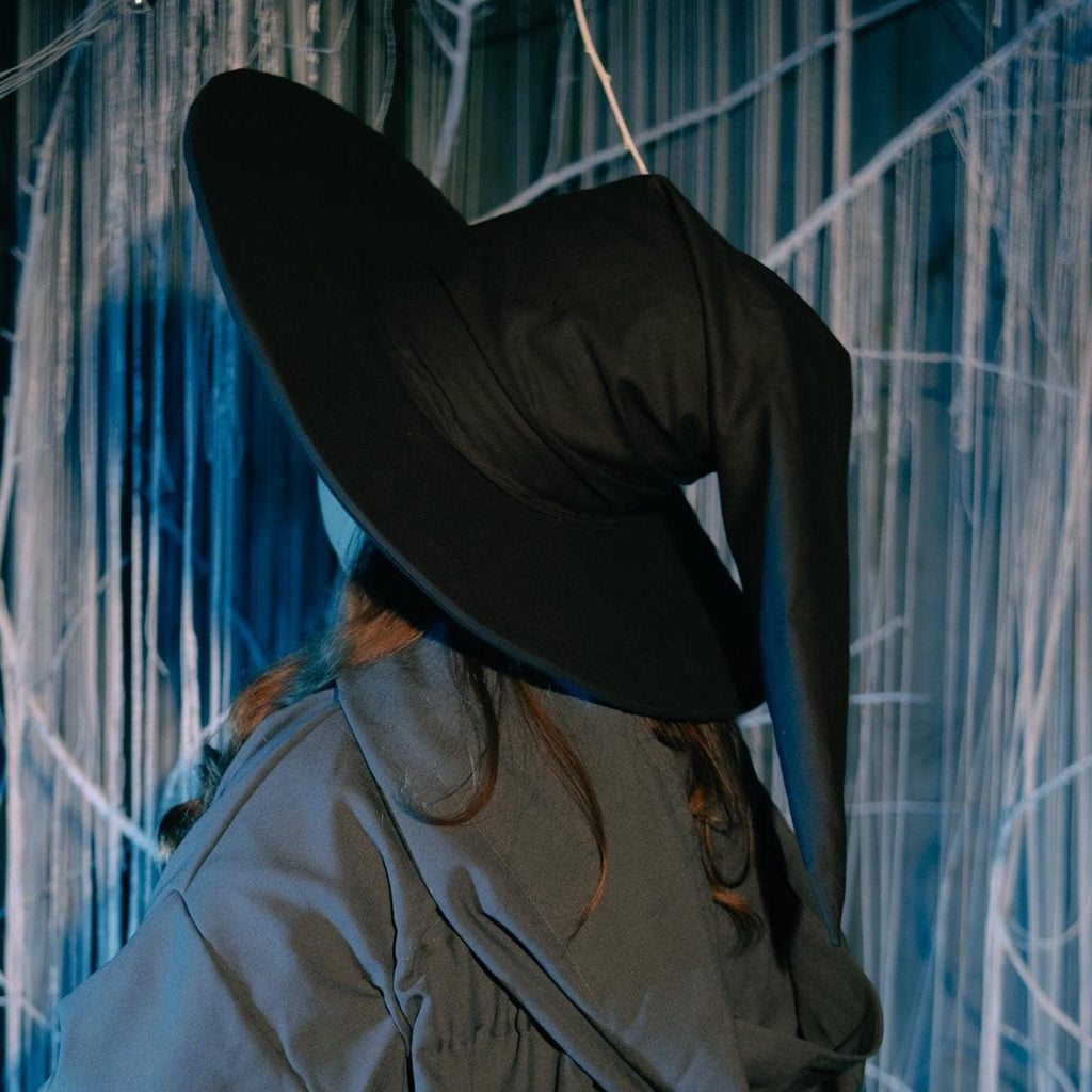 Black Linen Wizard Hat – Raven Accessory for Fantasy Costumes and Festivals, Custom Prop for Witch, Halloween
