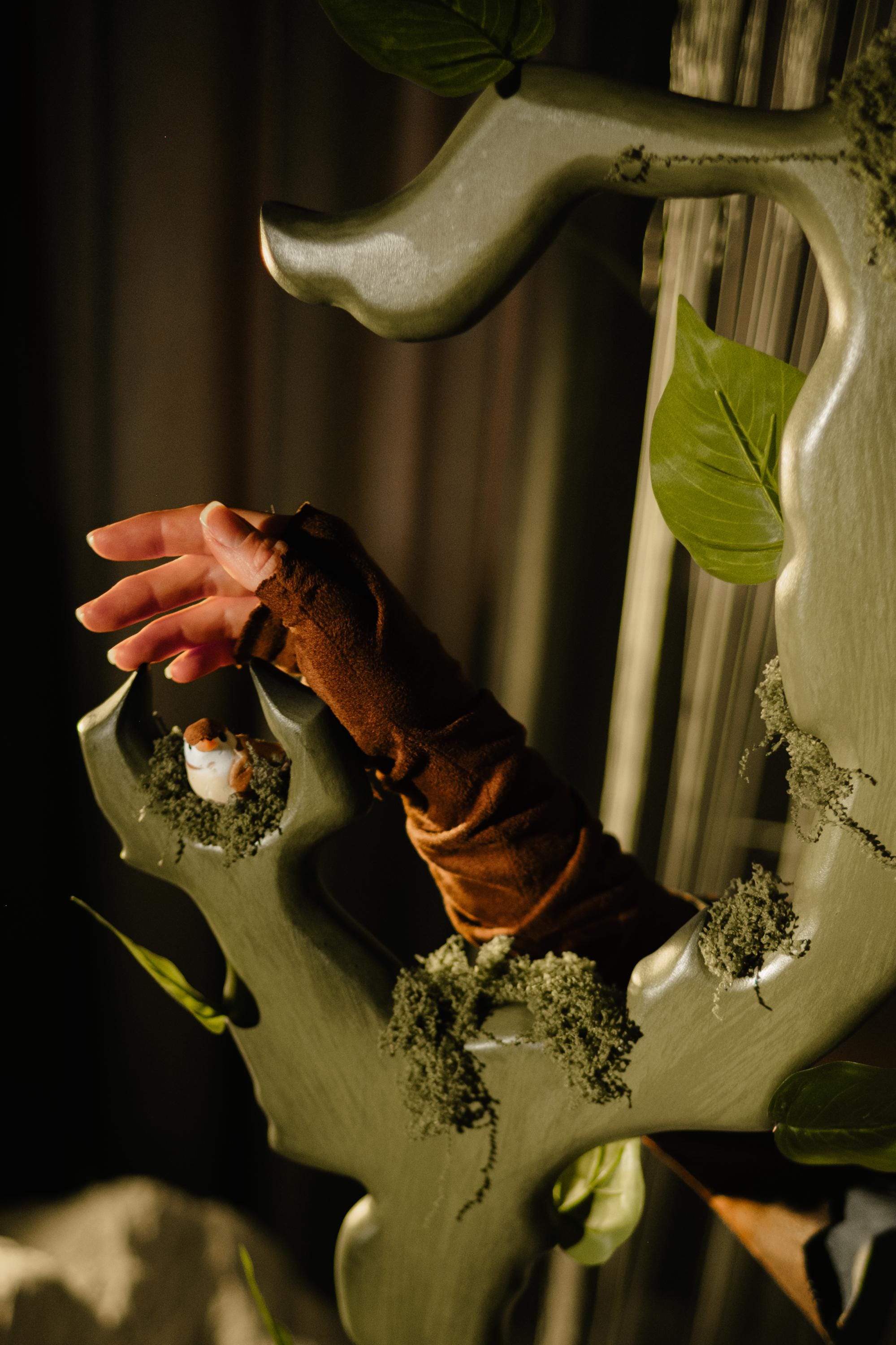 Druid Staff – The Woodland Haven, Forest Guardian Stave With Little Birds, Fantasy Wizard Prop